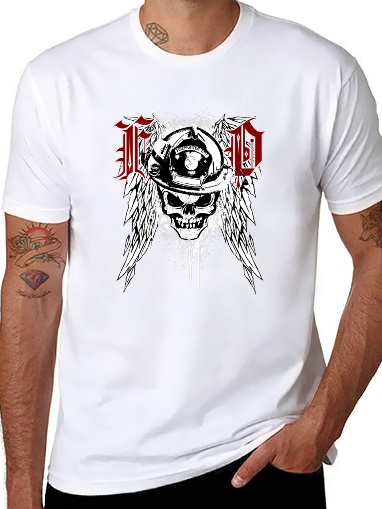Firefighter Skull Wings T-Shirt