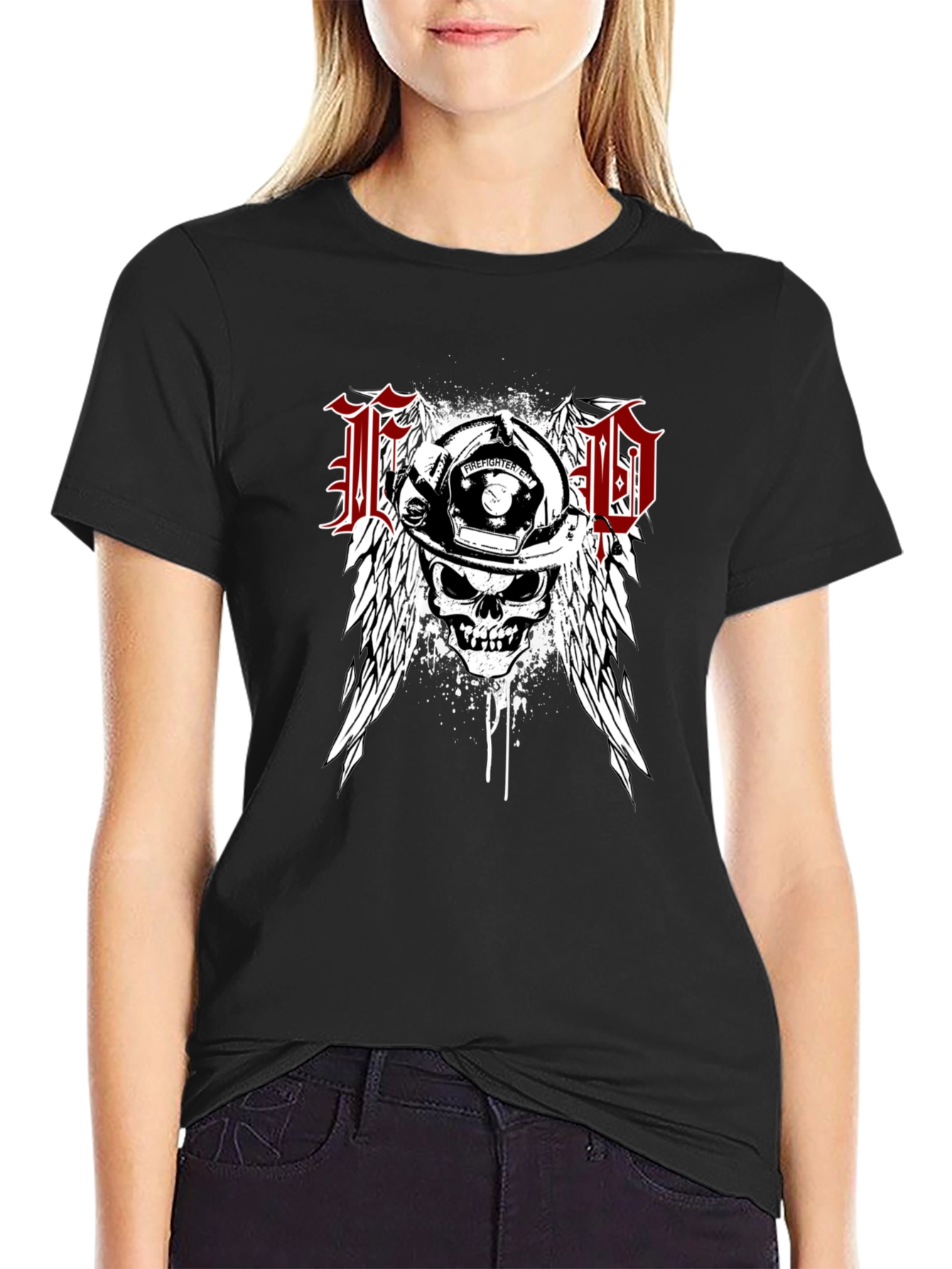 Firefighter Skull Wings T-Shirt