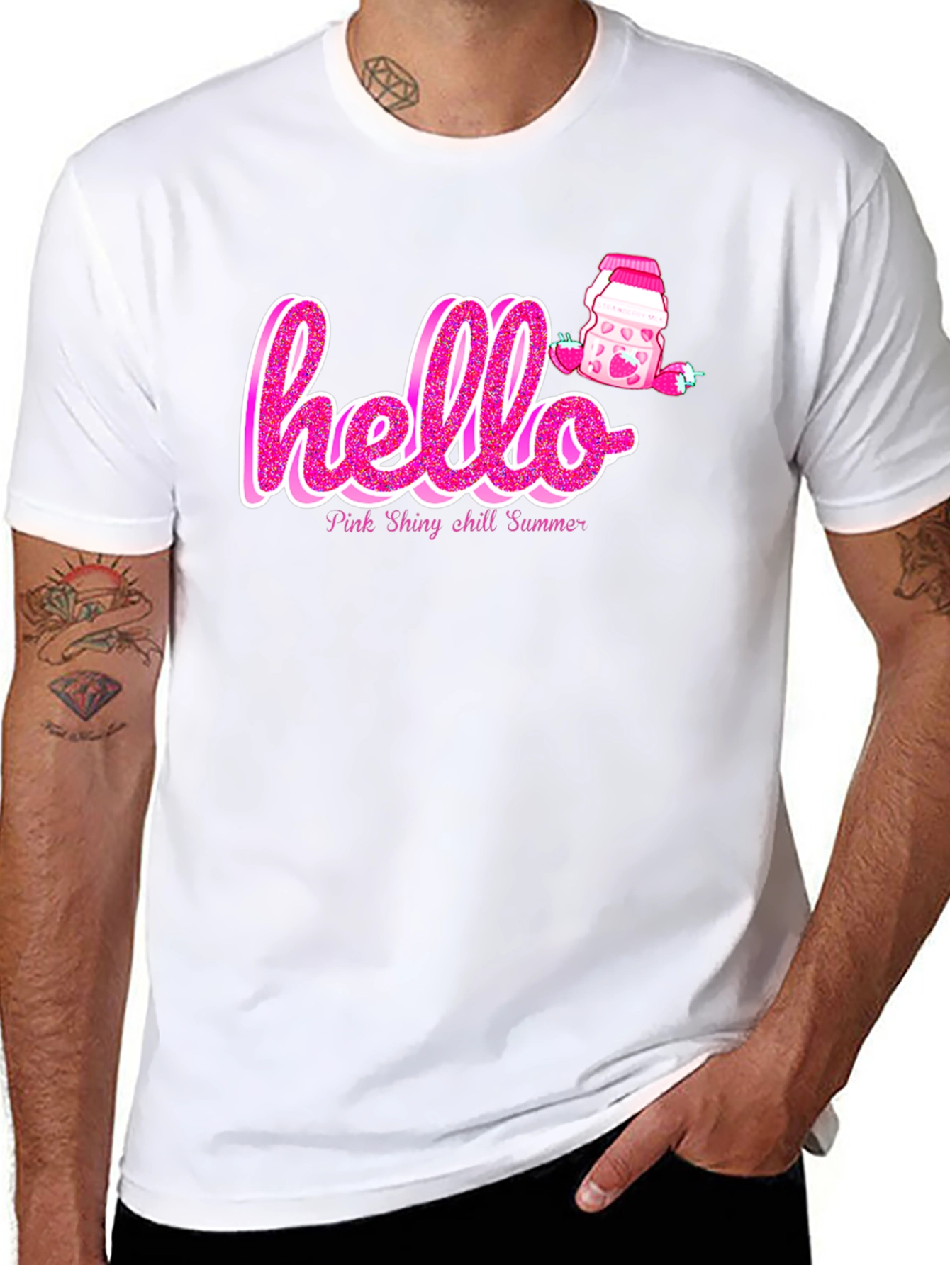 Hello Pink Shiny Chill Summer Graphic Tee