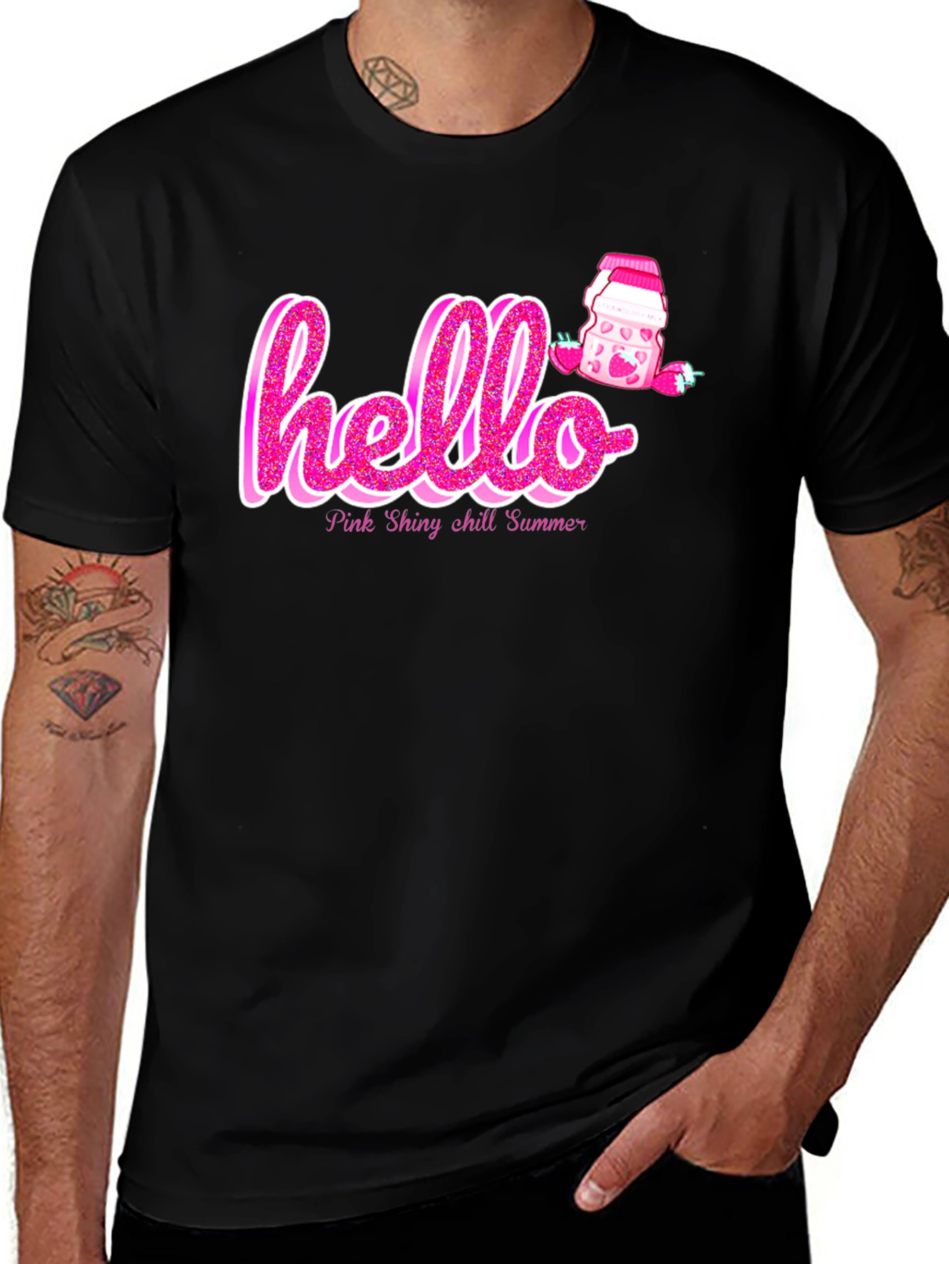 Hello Pink Shiny Chill Summer Graphic Tee