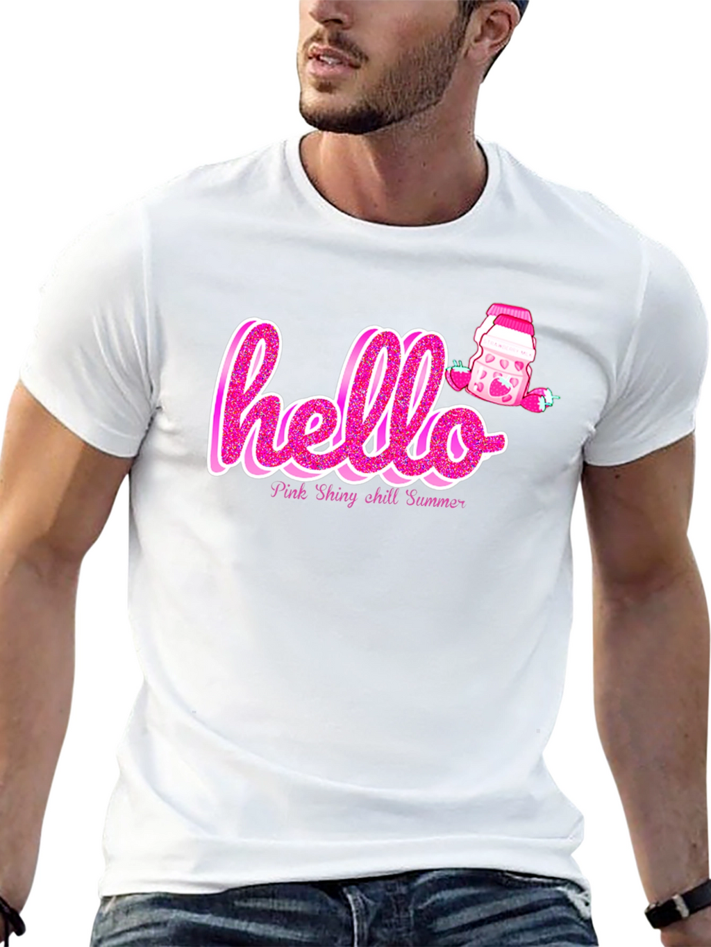 Hello Pink Shiny Chill Summer Graphic Tee