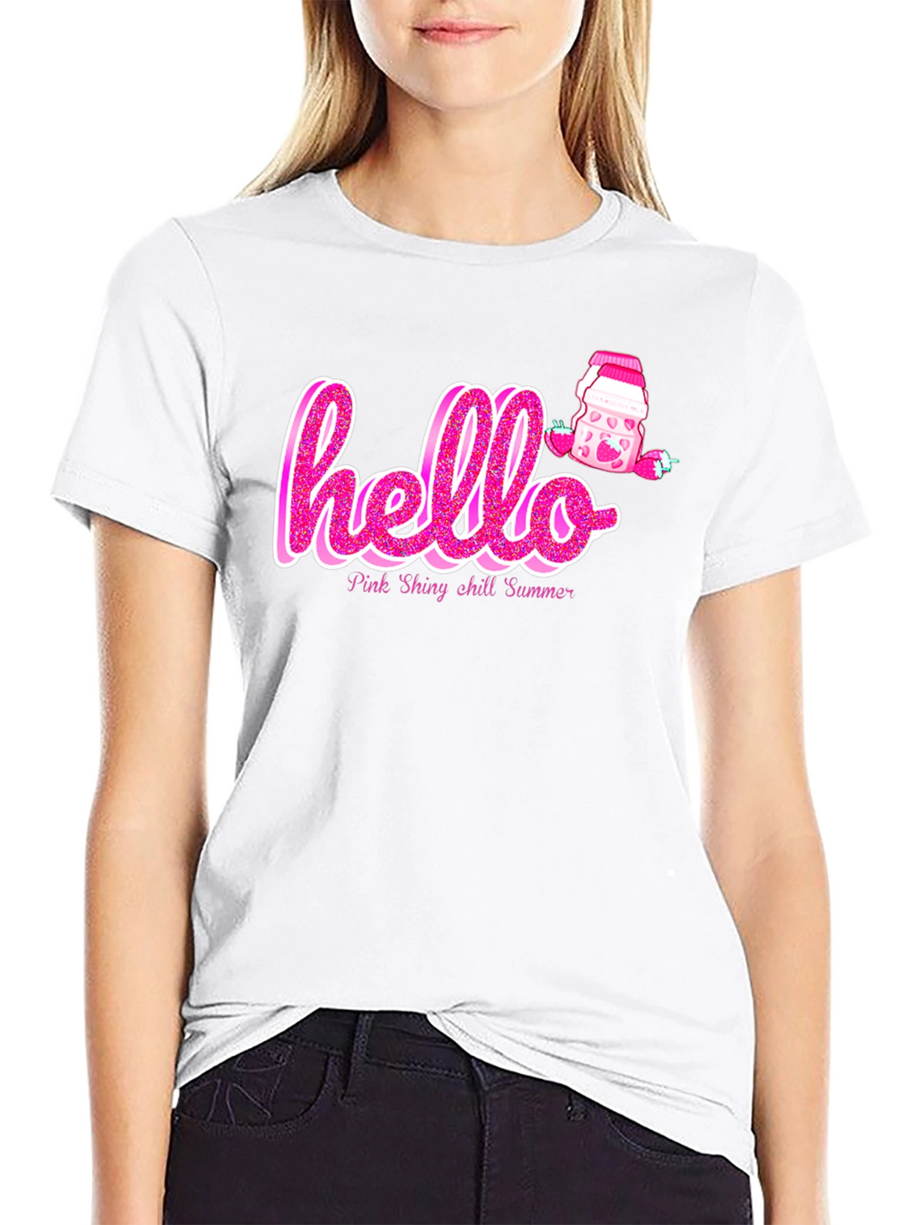 Hello Pink Shiny Chill Summer Graphic Tee