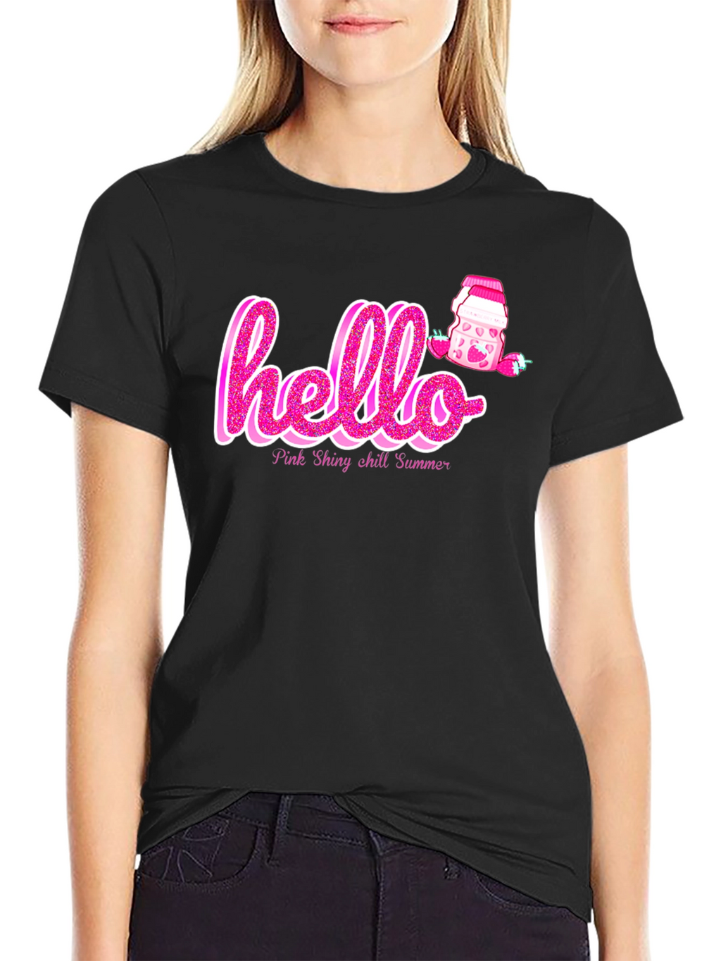 Hello Pink Shiny Chill Summer Graphic Tee