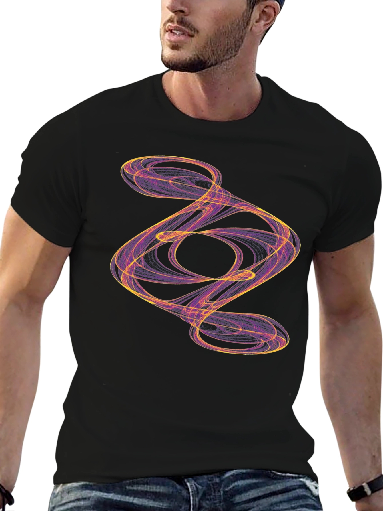 Abstract Swirl Graphic Black T-Shirt