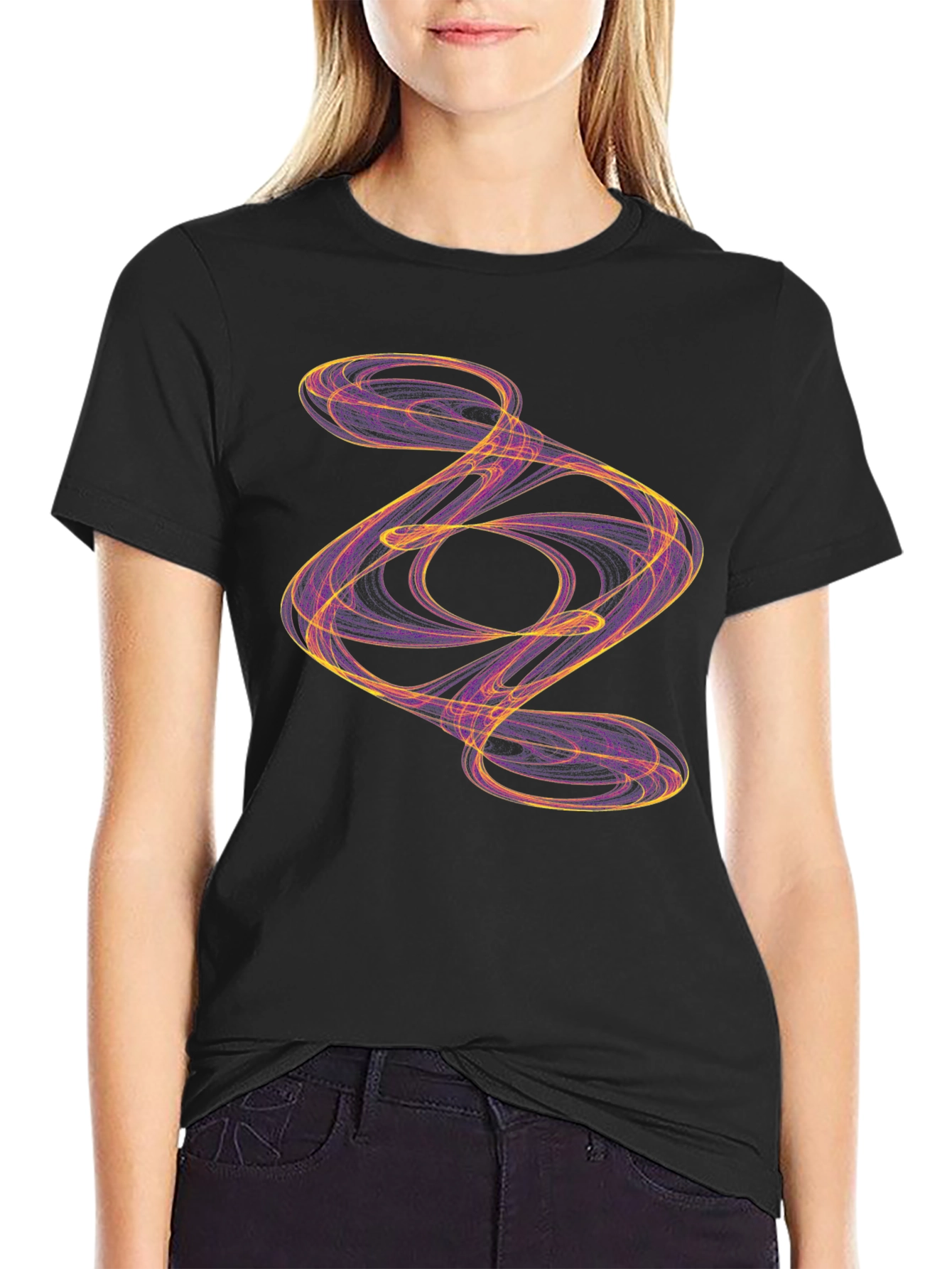 Abstract Swirl Graphic Black T-Shirt