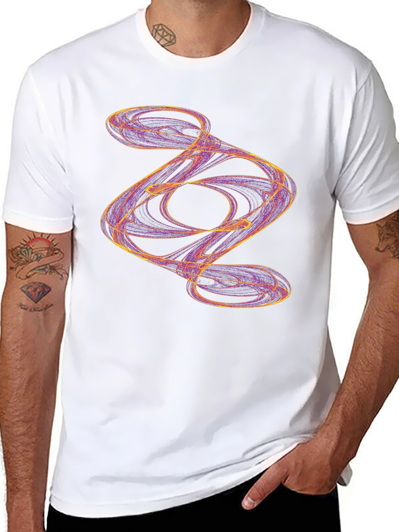 Abstract Swirl Graphic Black T-Shirt