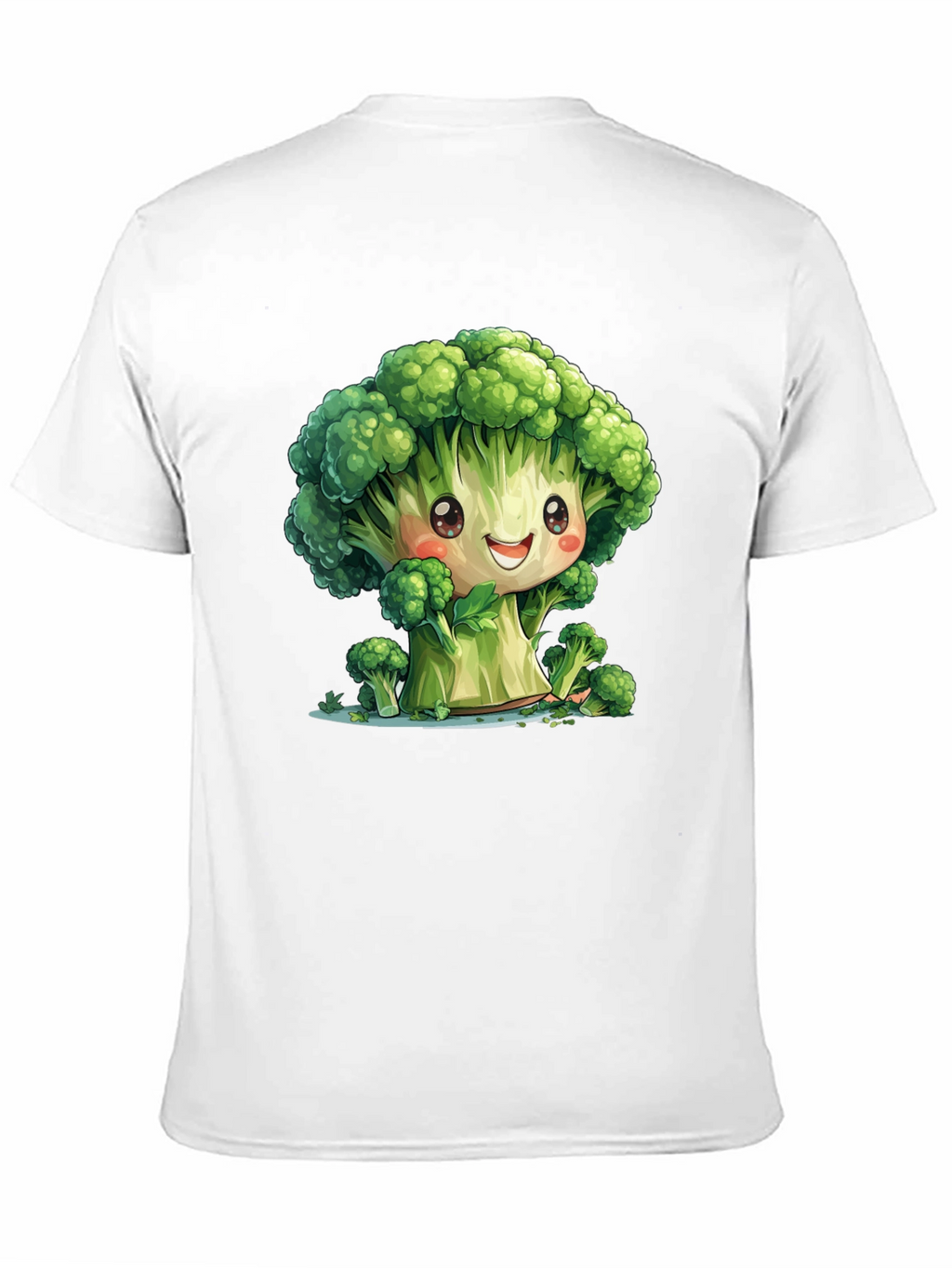 Cute Broccoli Cartoon Black T-Shirt