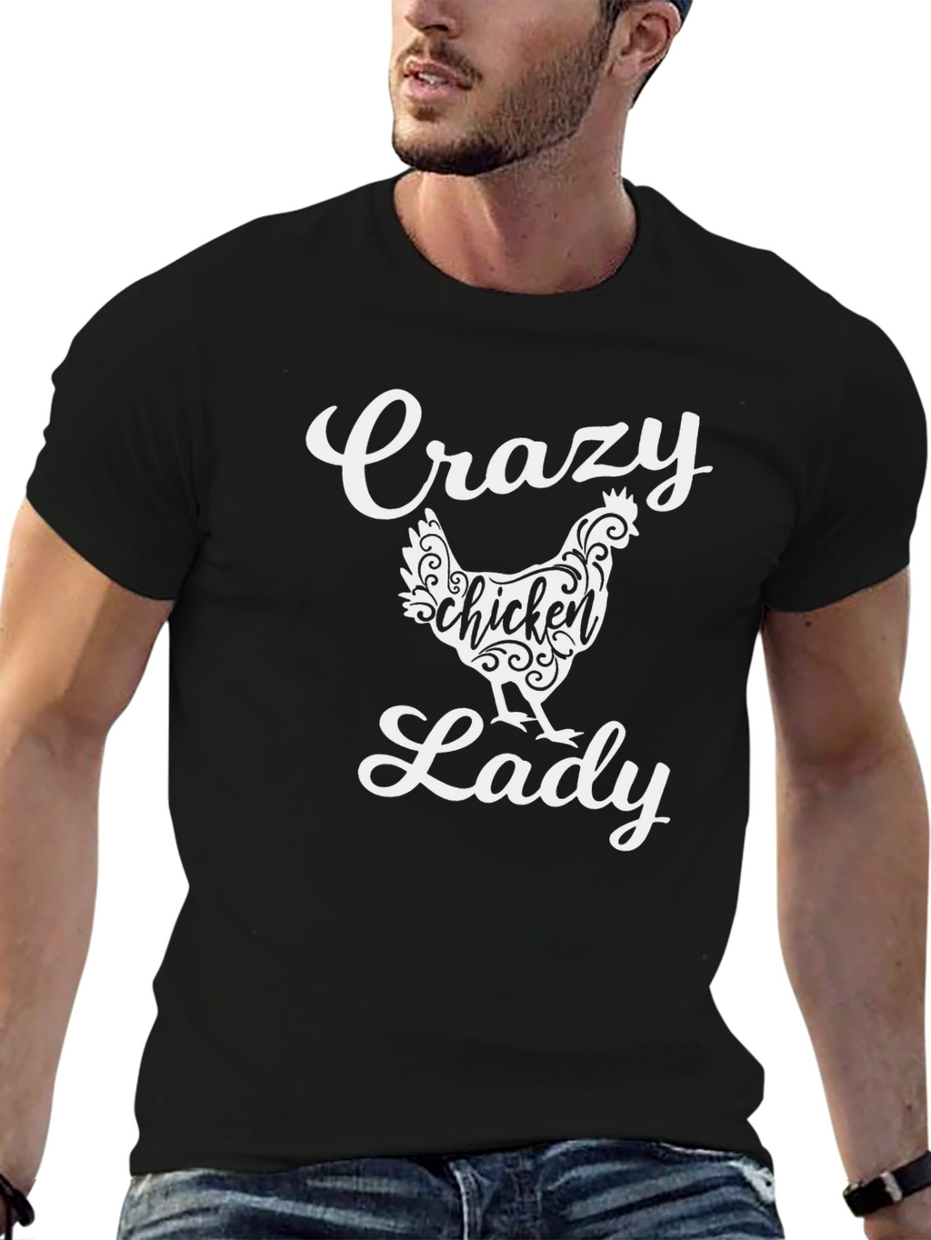 Crazy Chicken Lady Graphic Tee - Black