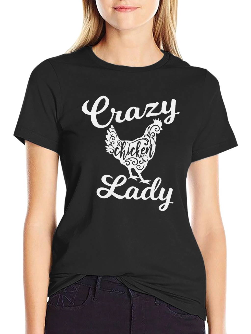 Crazy Chicken Lady Graphic Tee - Black
