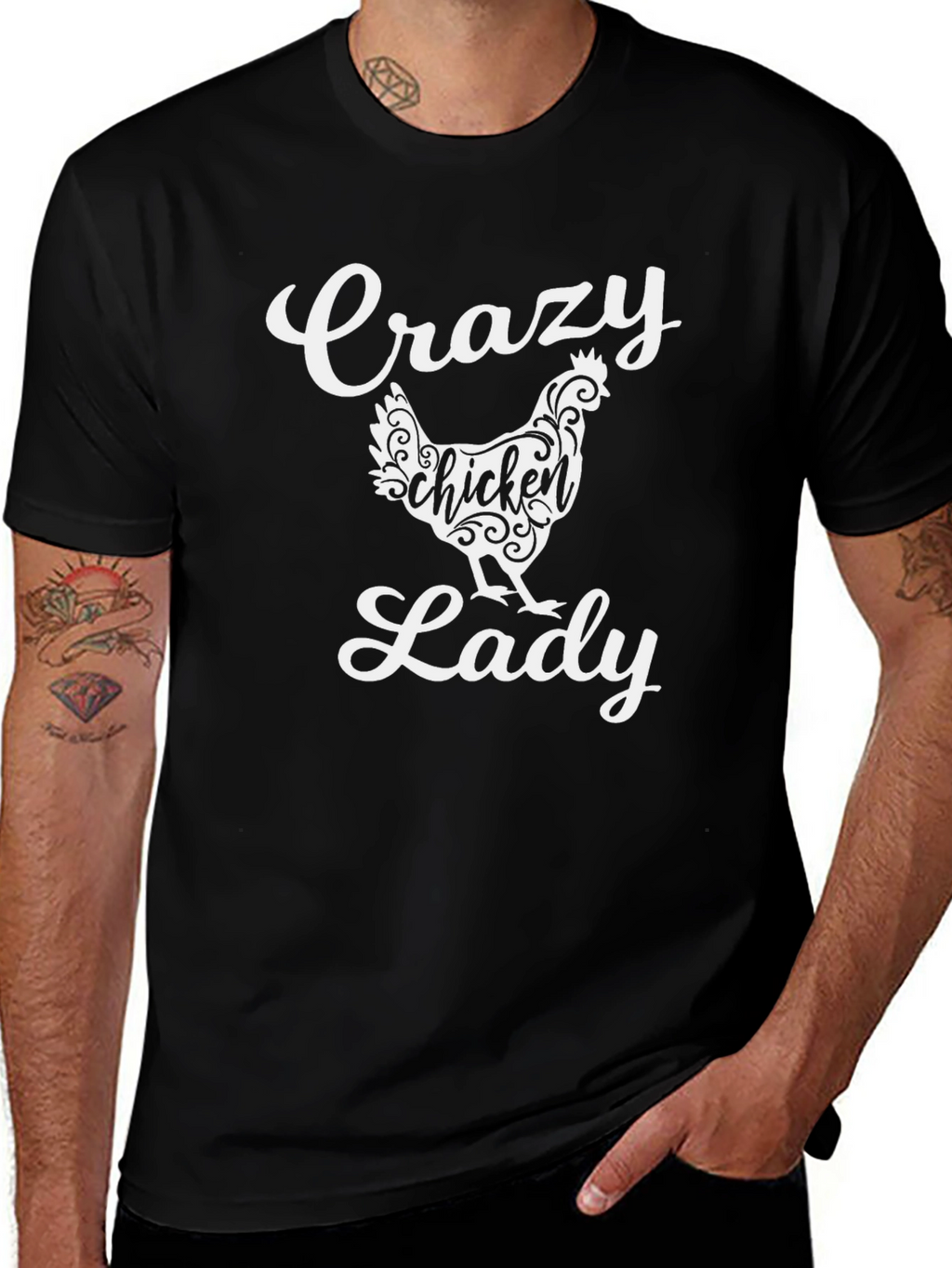 Crazy Chicken Lady Graphic Tee - Black