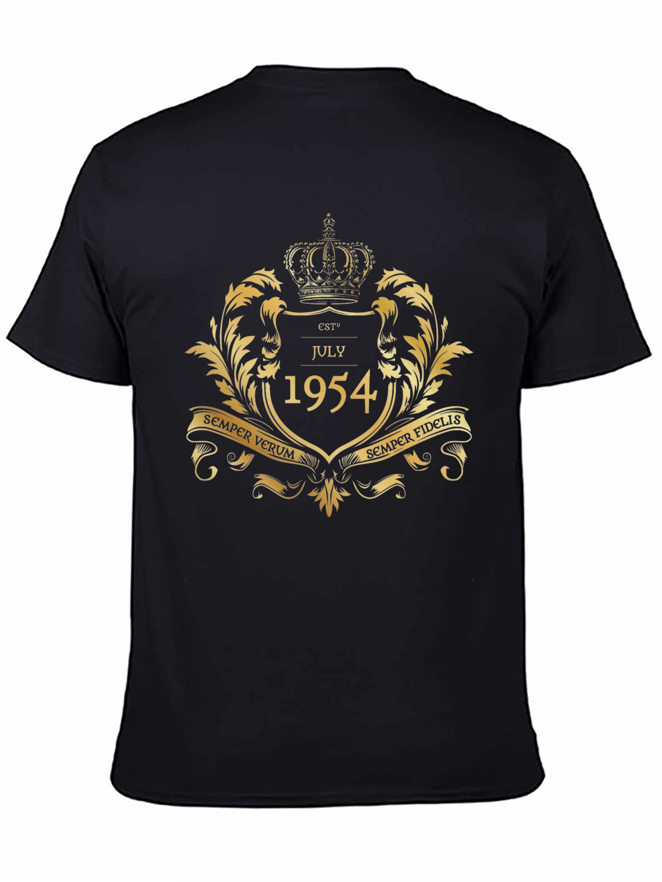Est July 1954 Gold Crown Black T-Shirt