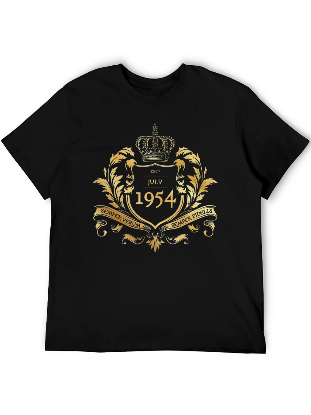 Est July 1954 Gold Crown Black T-Shirt