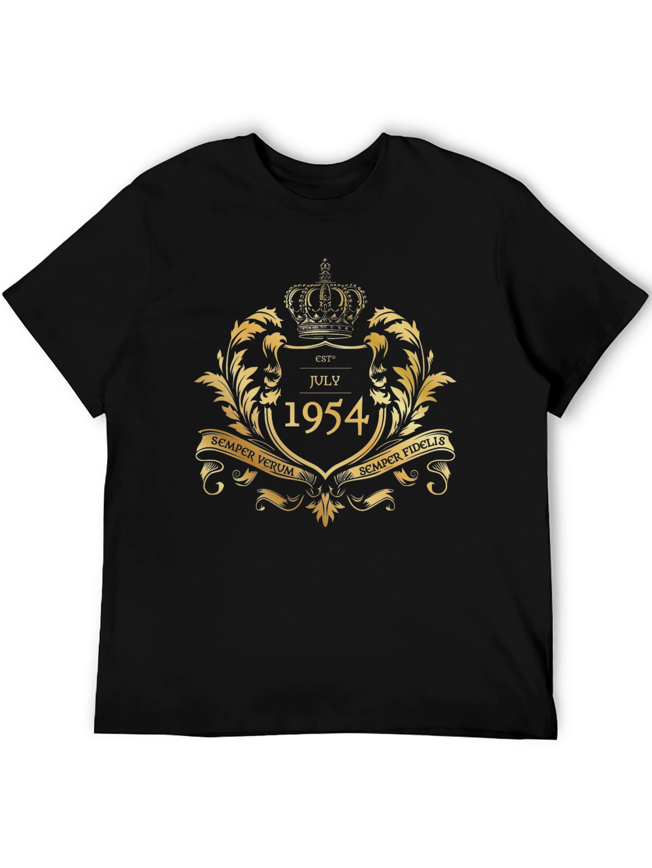 Est July 1954 Gold Crown Black T-Shirt