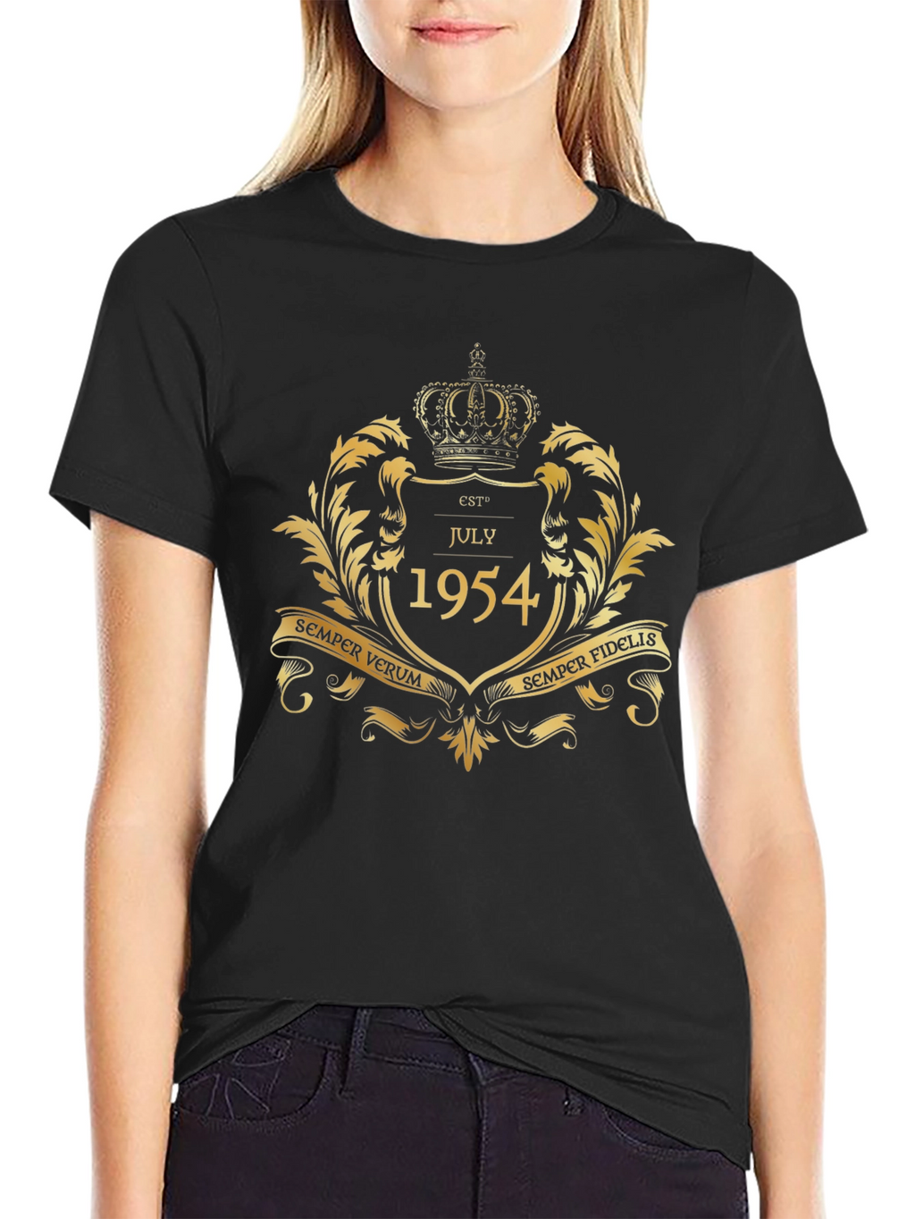 Est July 1954 Gold Crown Black T-Shirt