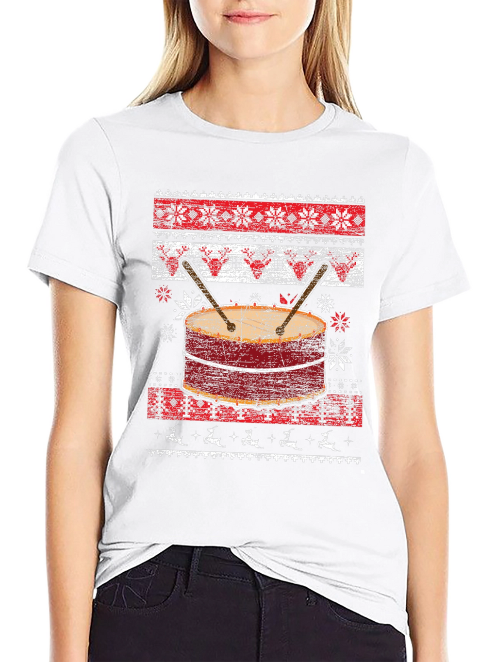 Festive Drum Ugly Christmas T-Shirt