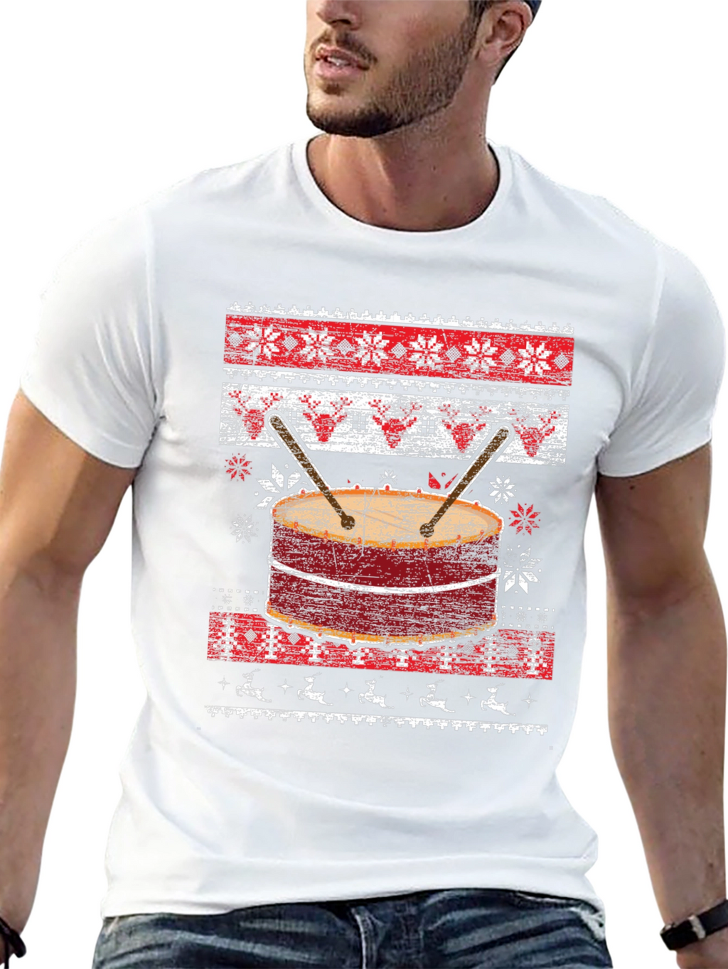Festive Drum Ugly Christmas T-Shirt