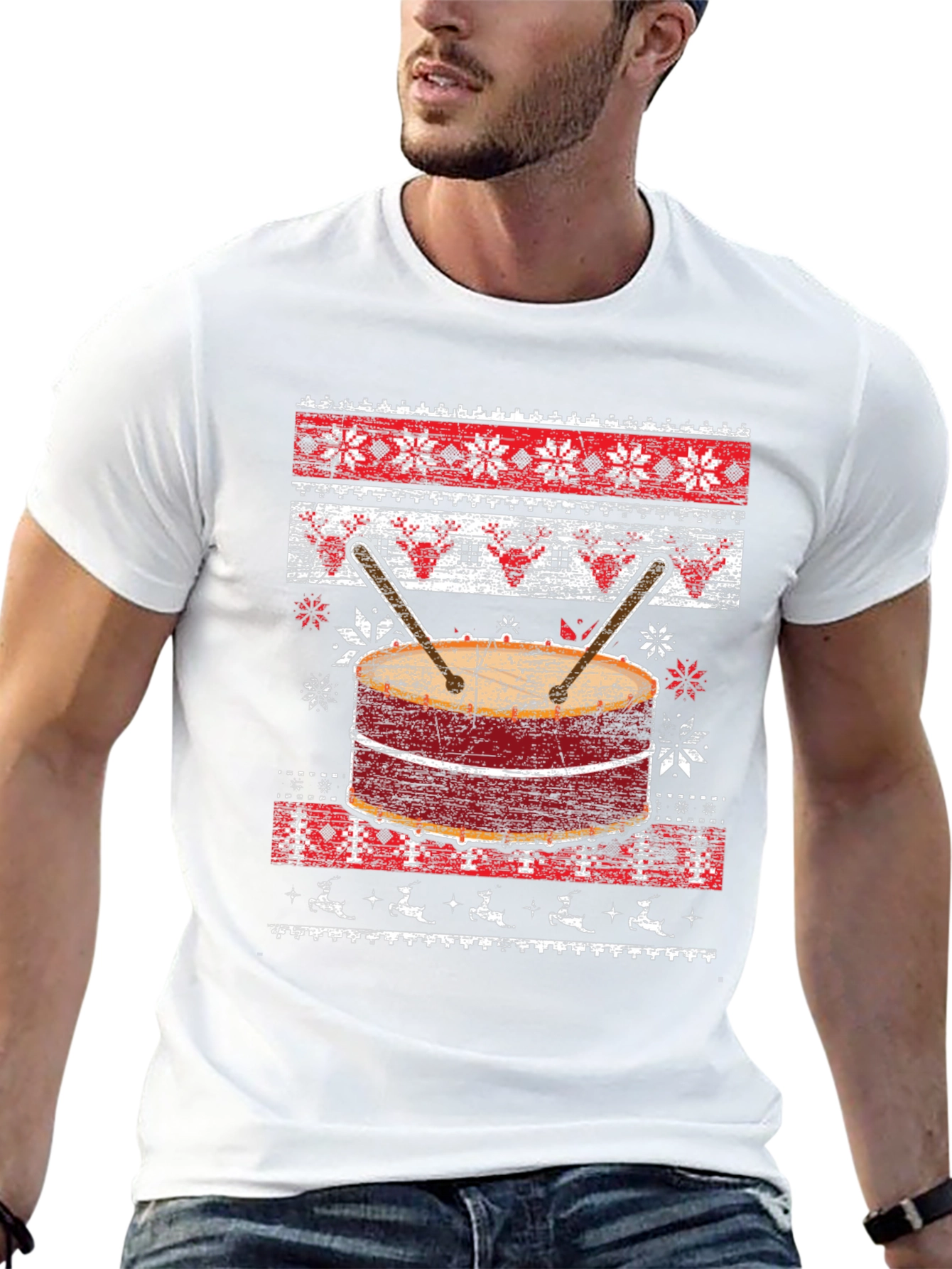 Festive Drum Ugly Christmas T-Shirt