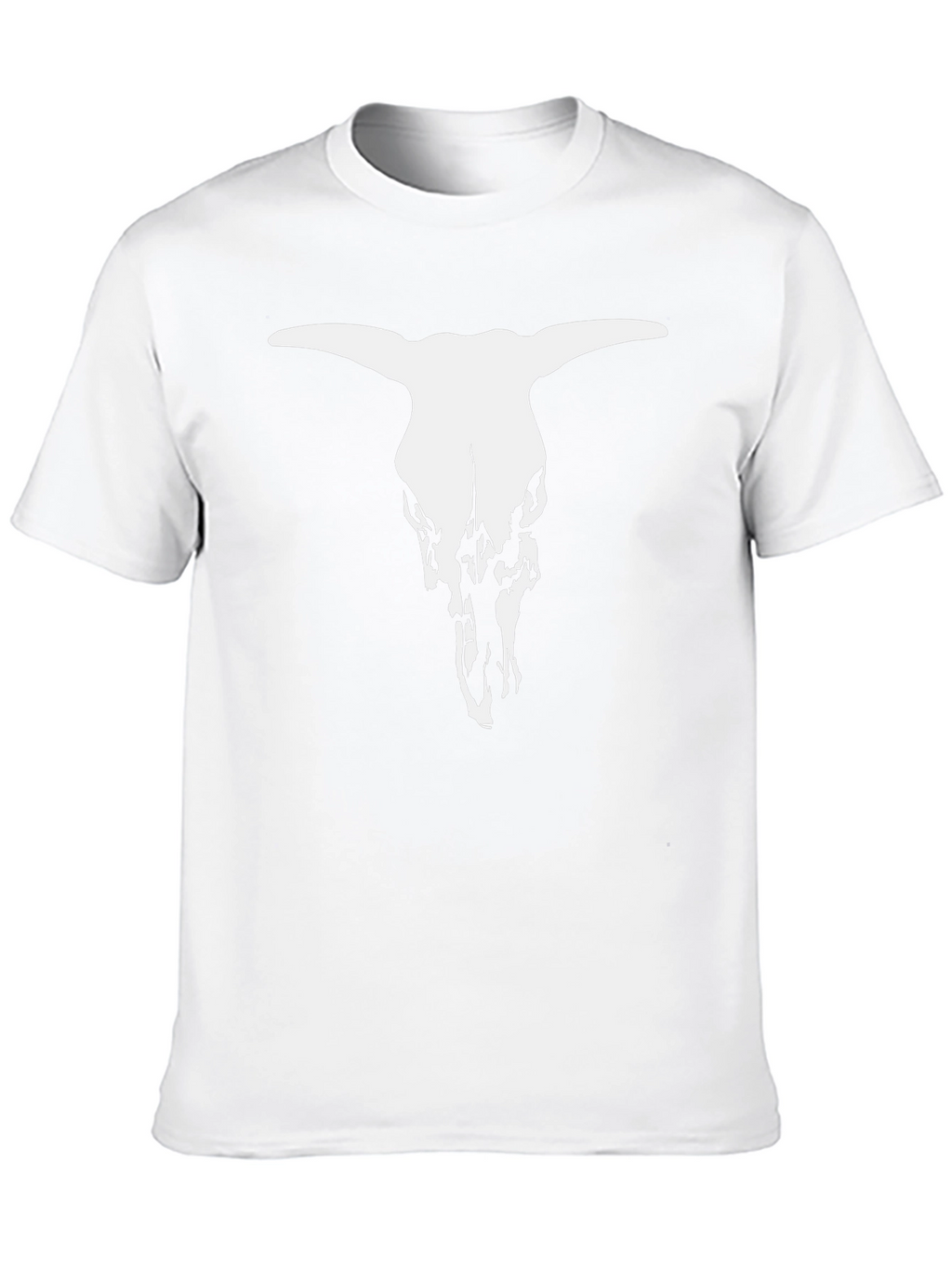 Black T-Shirt with White Bull Skull Graphic