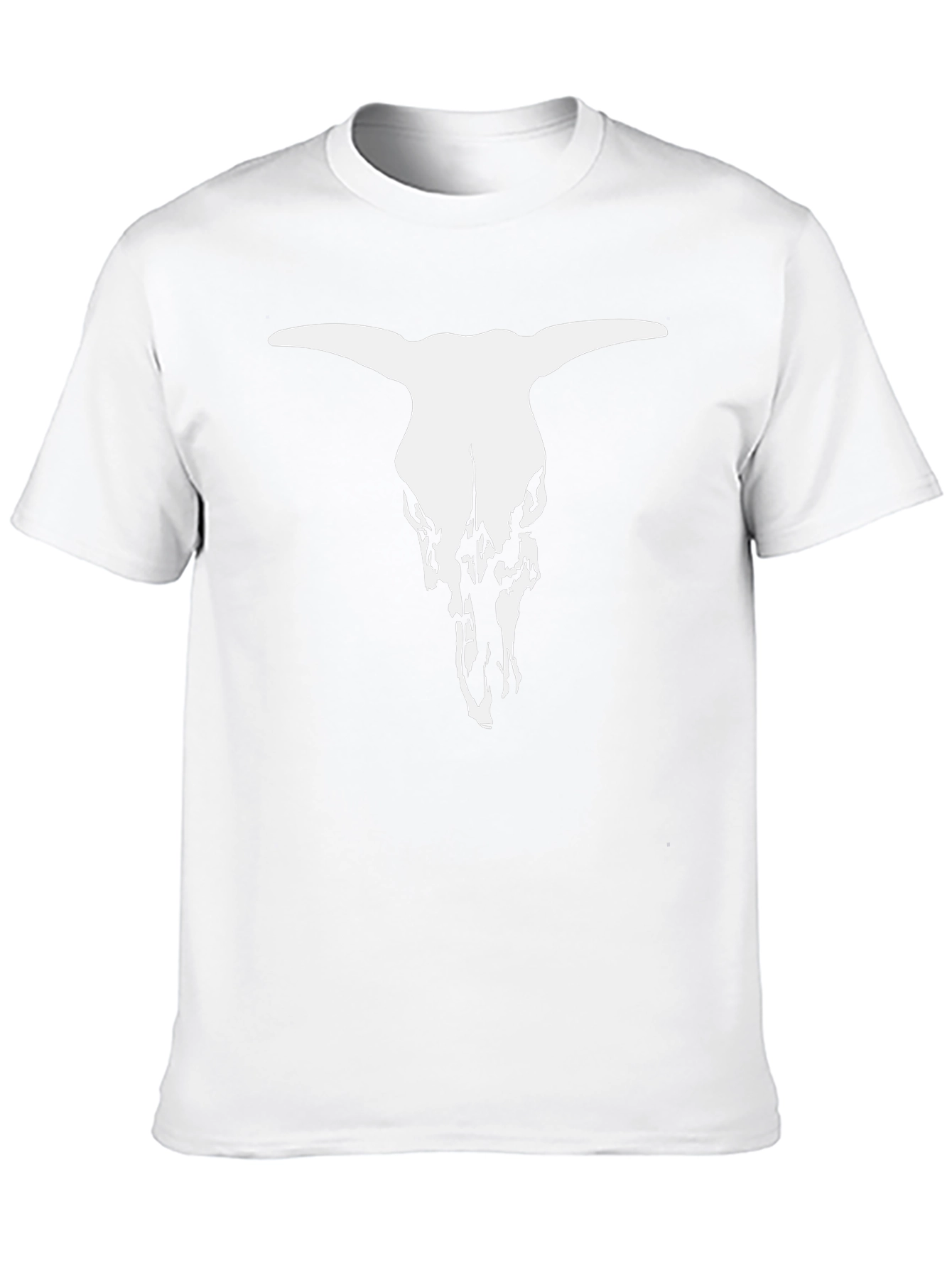 Black T-Shirt with White Bull Skull Graphic