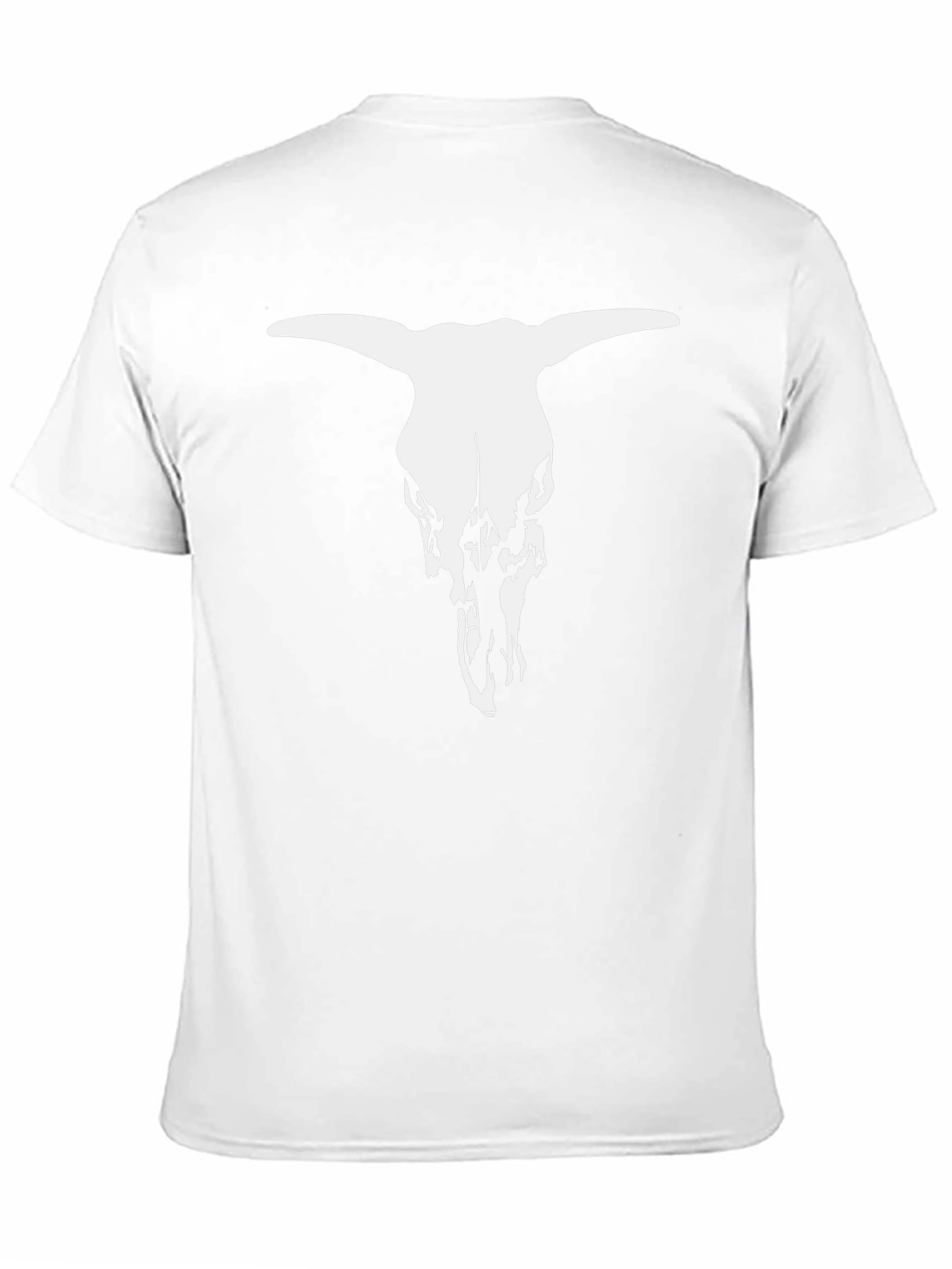 Black T-Shirt with White Bull Skull Graphic