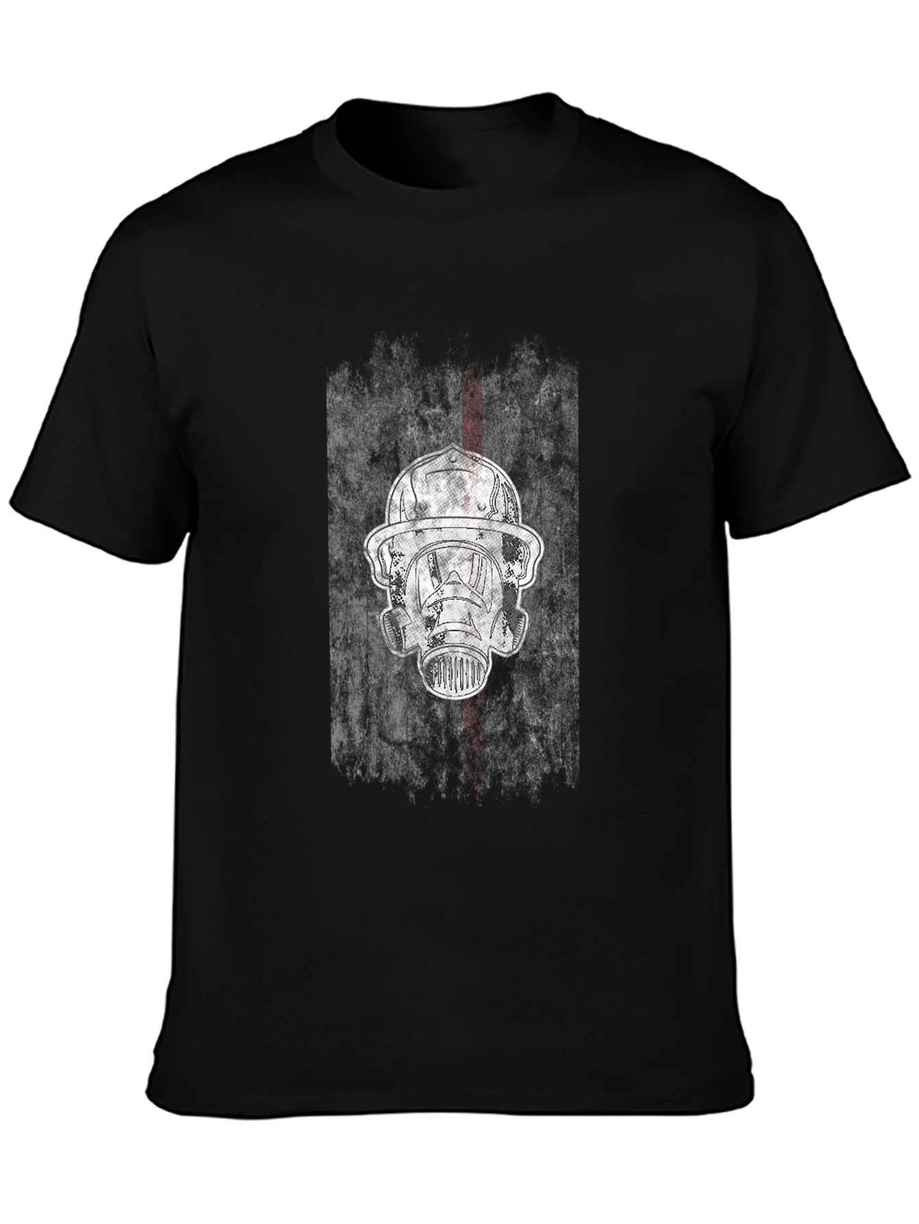 Firefighter Mask Graphic Tee - Black Cotton Blend