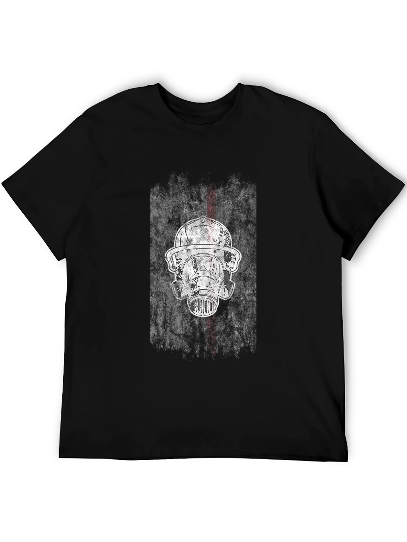 Firefighter Mask Graphic Tee - Black Cotton Blend