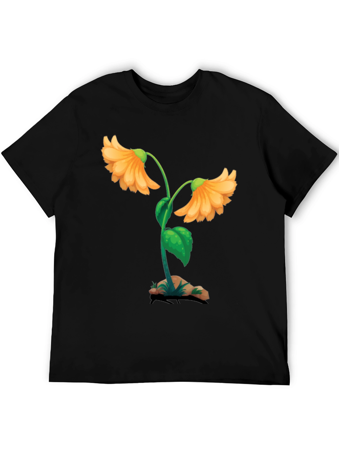 Floral Graphic Black T-Shirt - Unique Design