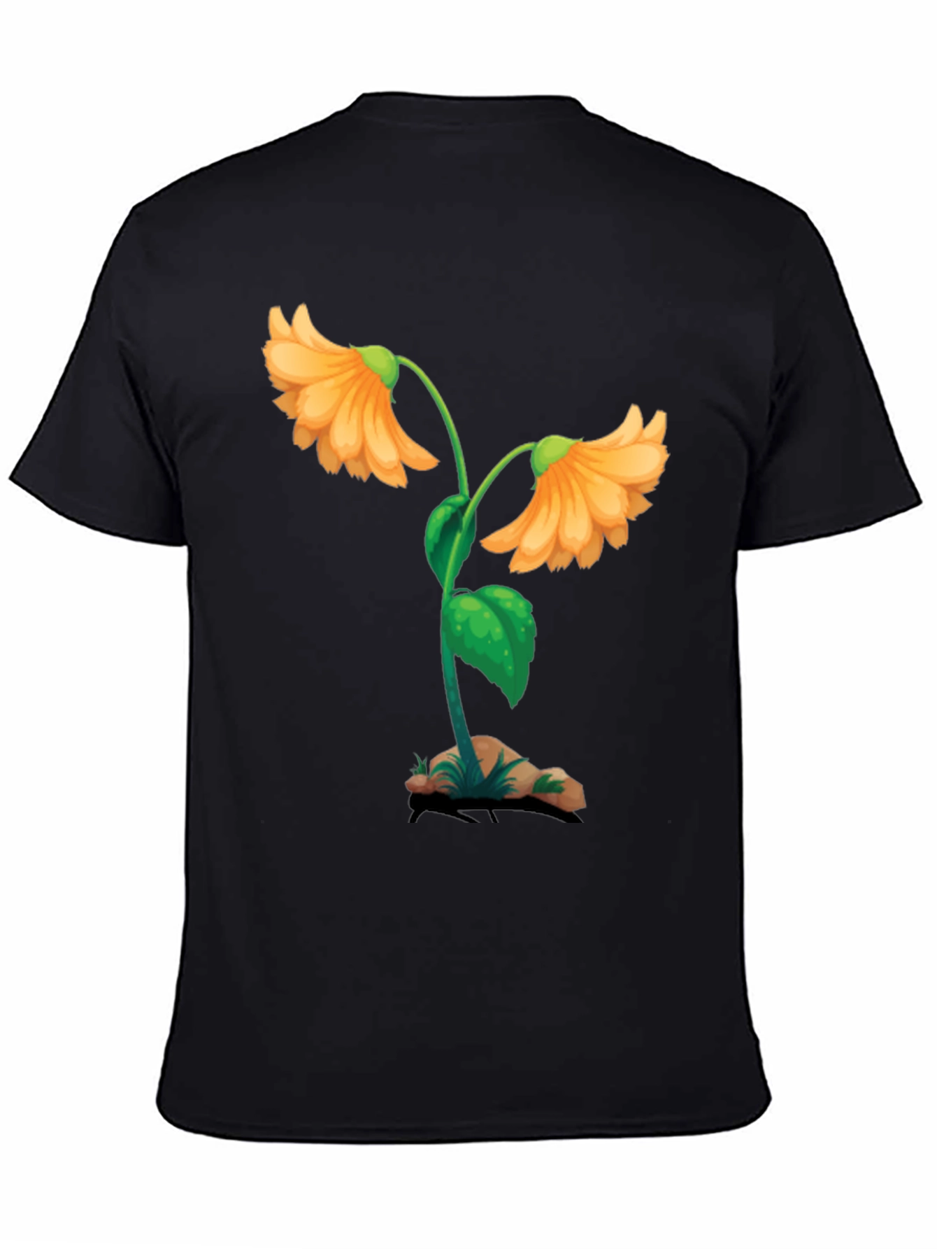Floral Graphic Black T-Shirt - Unique Design