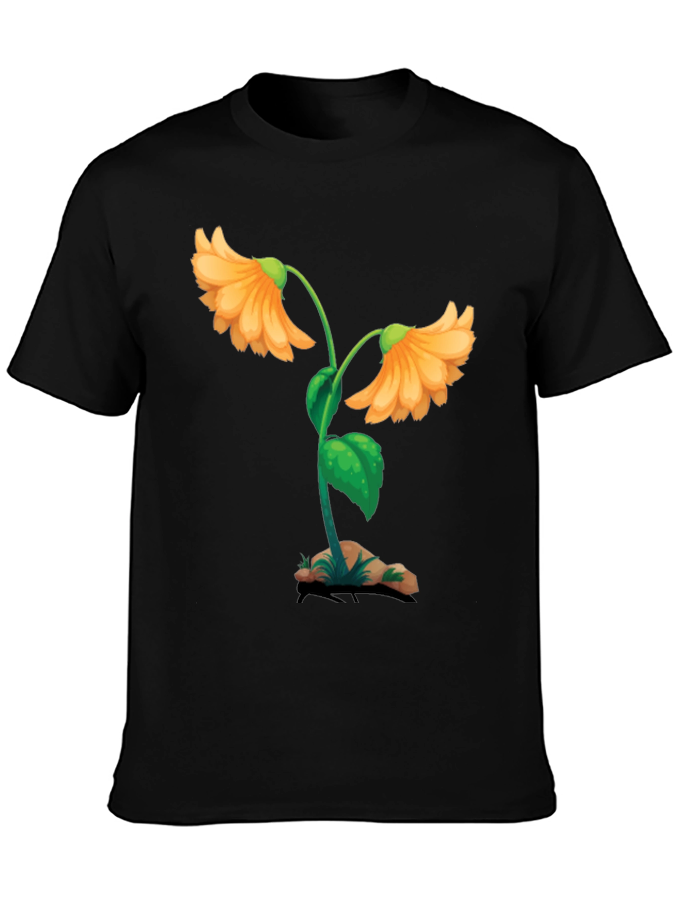 Floral Graphic Black T-Shirt - Unique Design