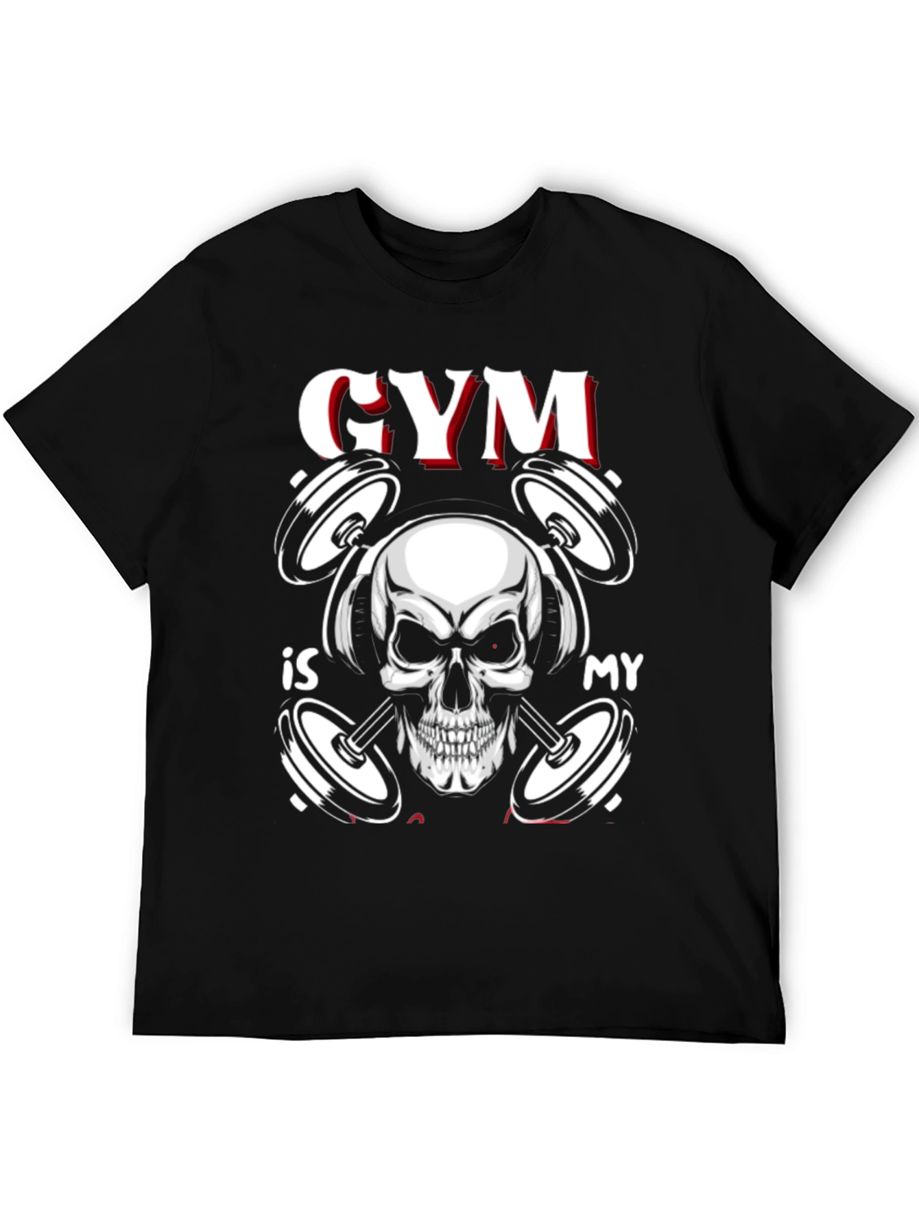 Gym is My Life Skull & Dumbbell Graphic T-Shirt