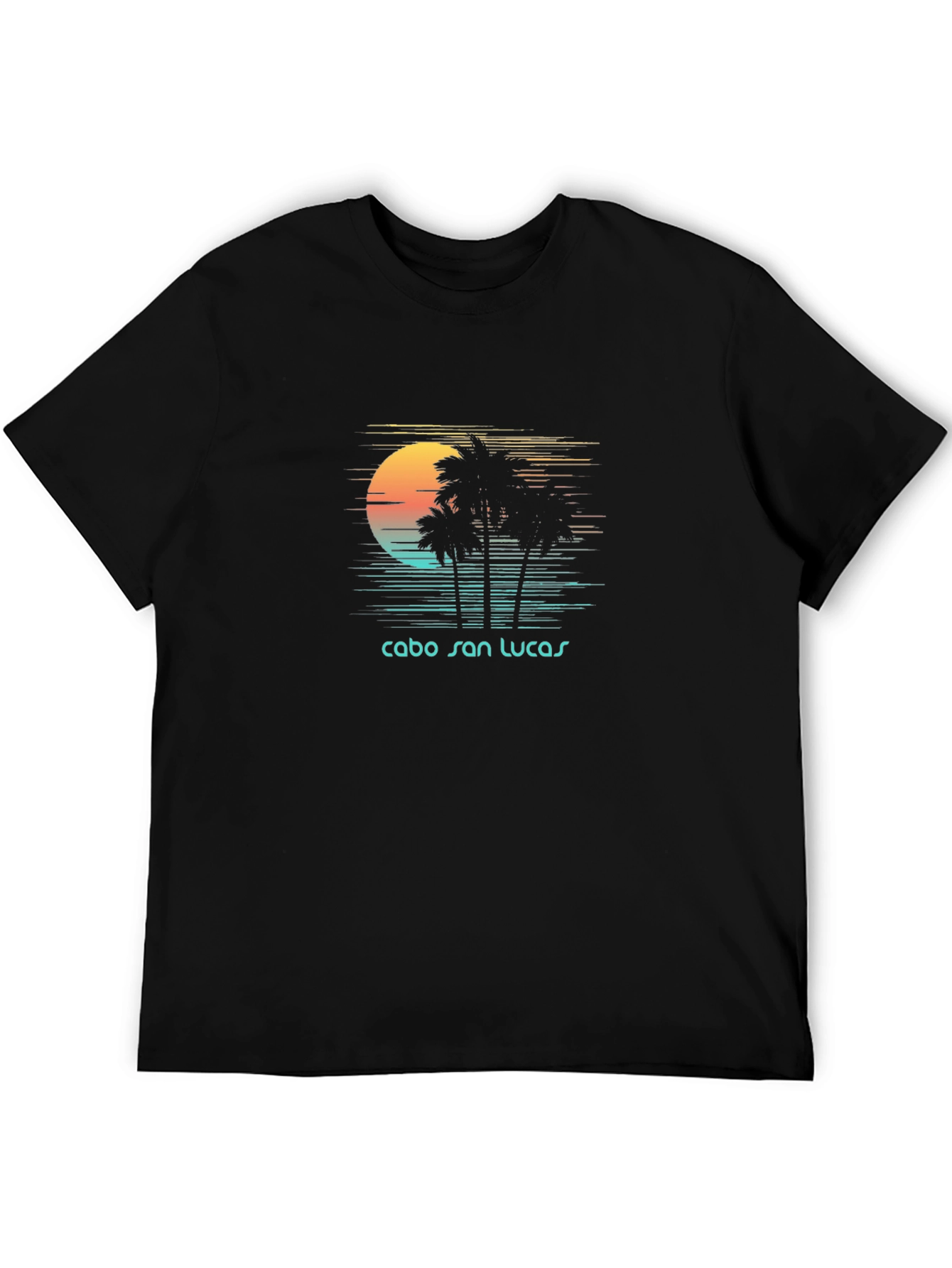 Cabo San Lucas Sunset Graphic Tee - Tropical Black T-Shirt