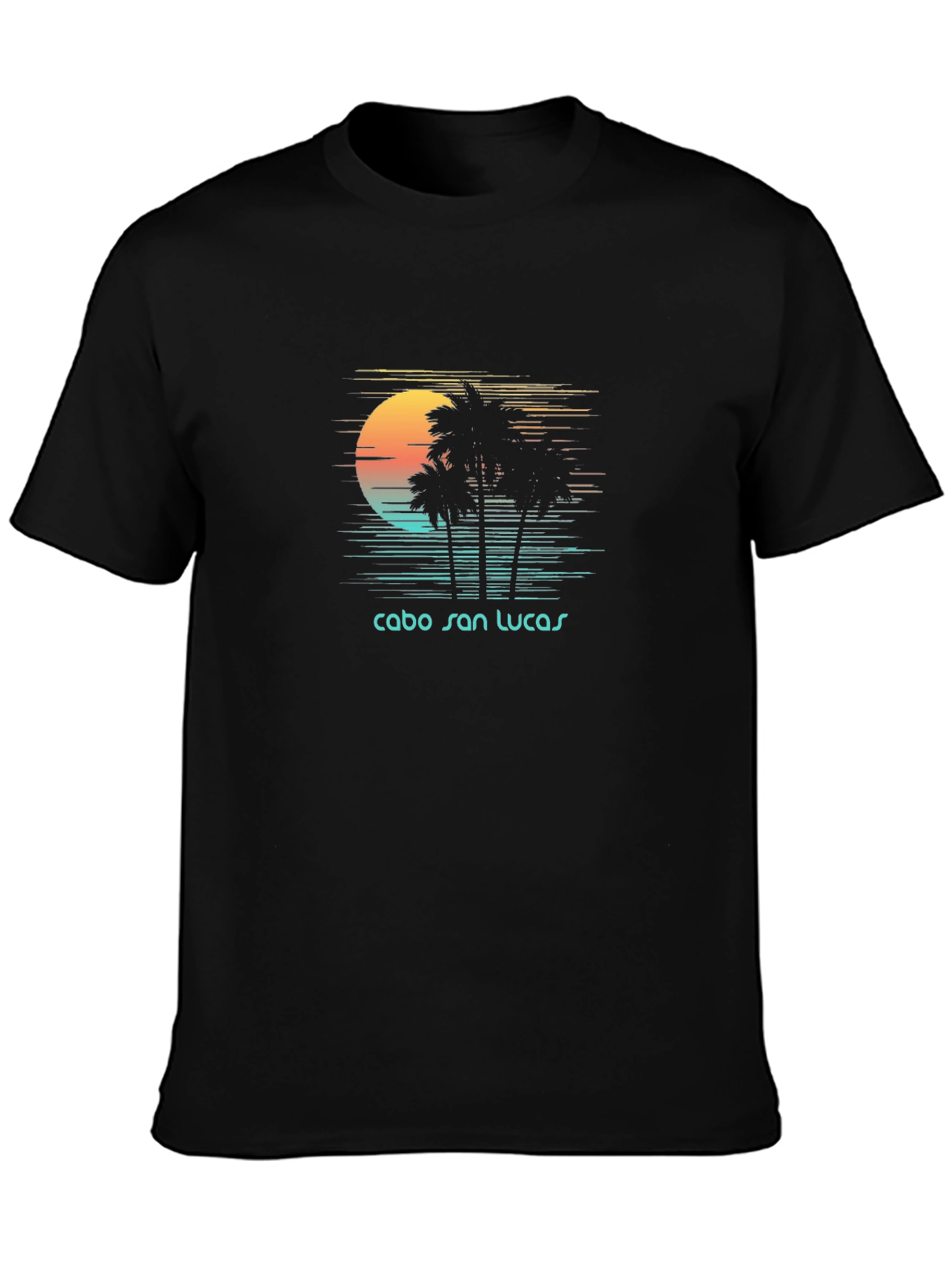 Cabo San Lucas Sunset Graphic Tee - Tropical Black T-Shirt