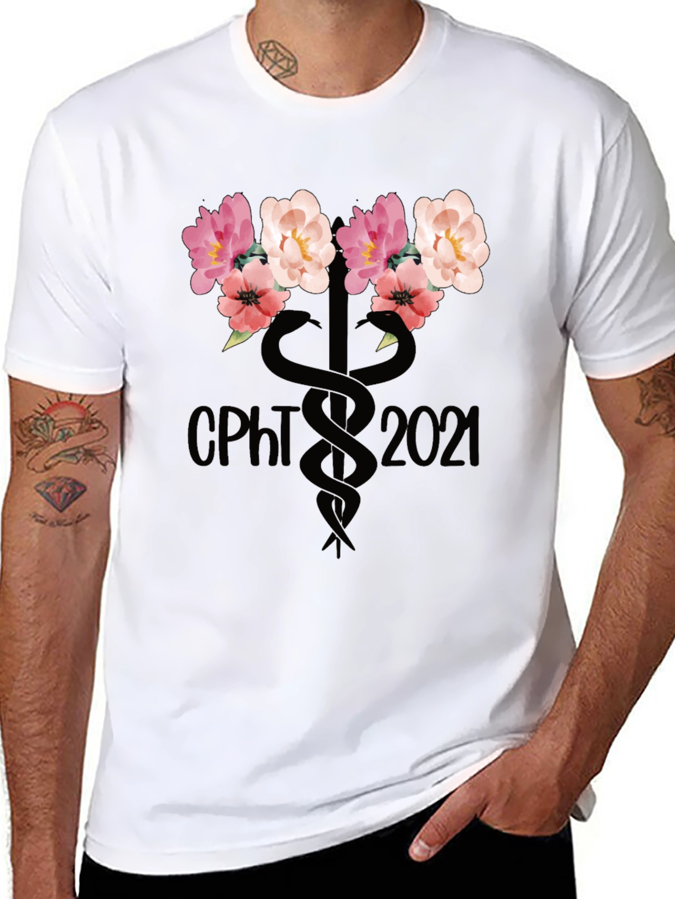 CPHT 2021 Floral Caduceus Graphic T-Shirt