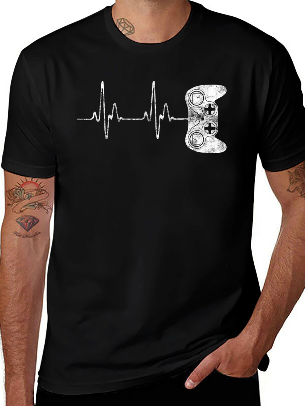Gamer Heartbeat Black T-Shirt