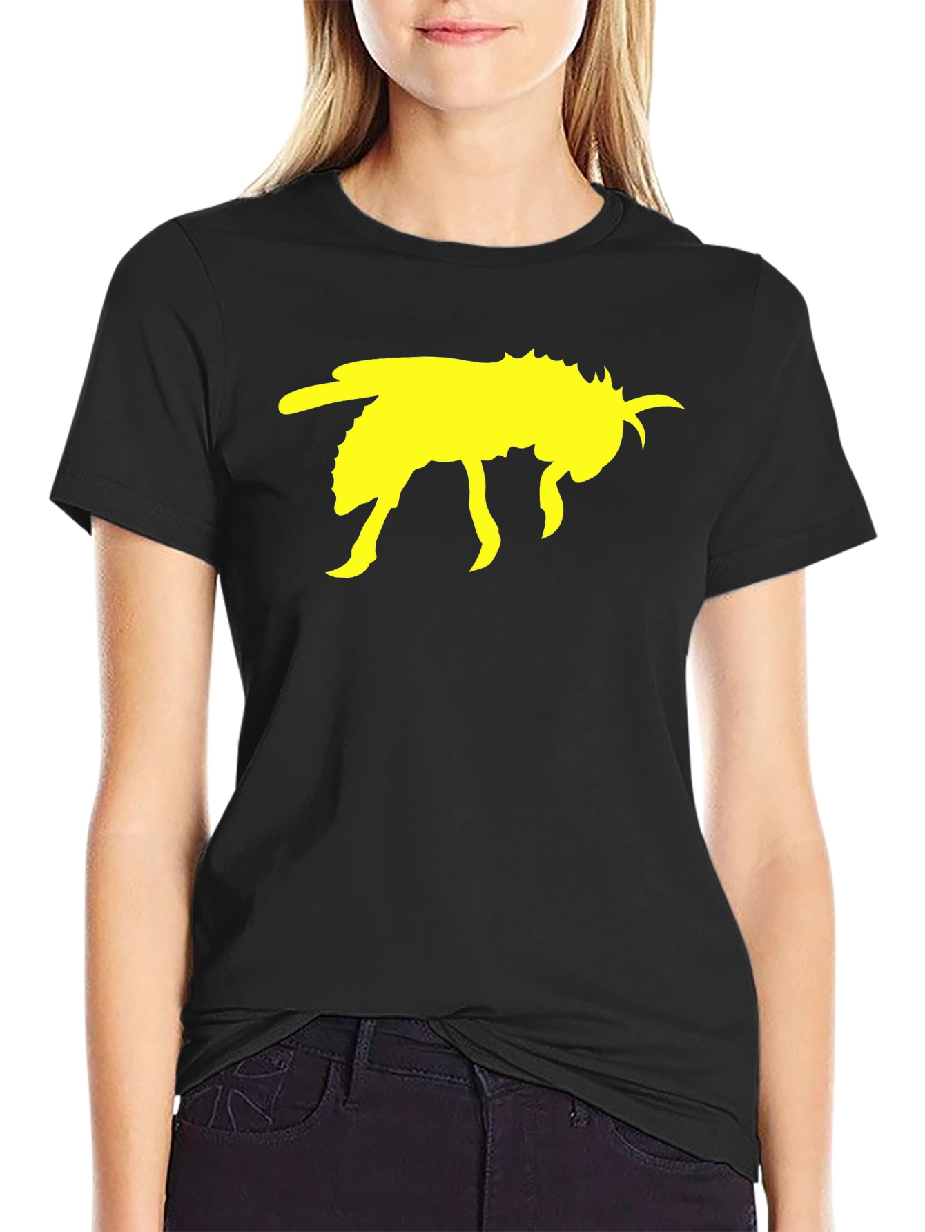 Black T-Shirt with Yellow Bee Graphic