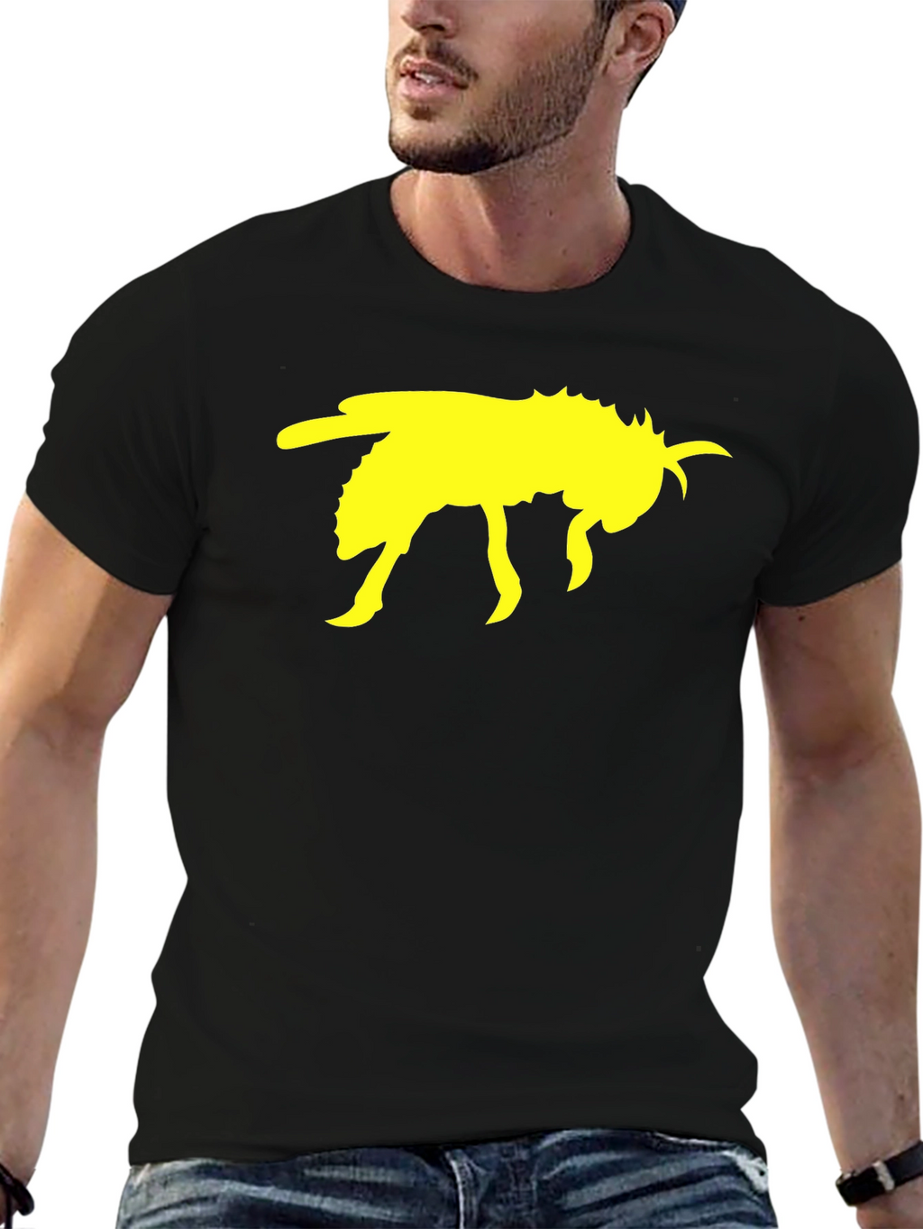 Black T-Shirt with Yellow Bee Graphic