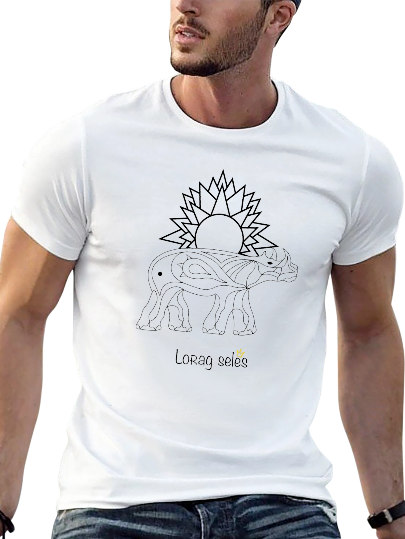 Black Tee: Lorag Seles Rhino Design