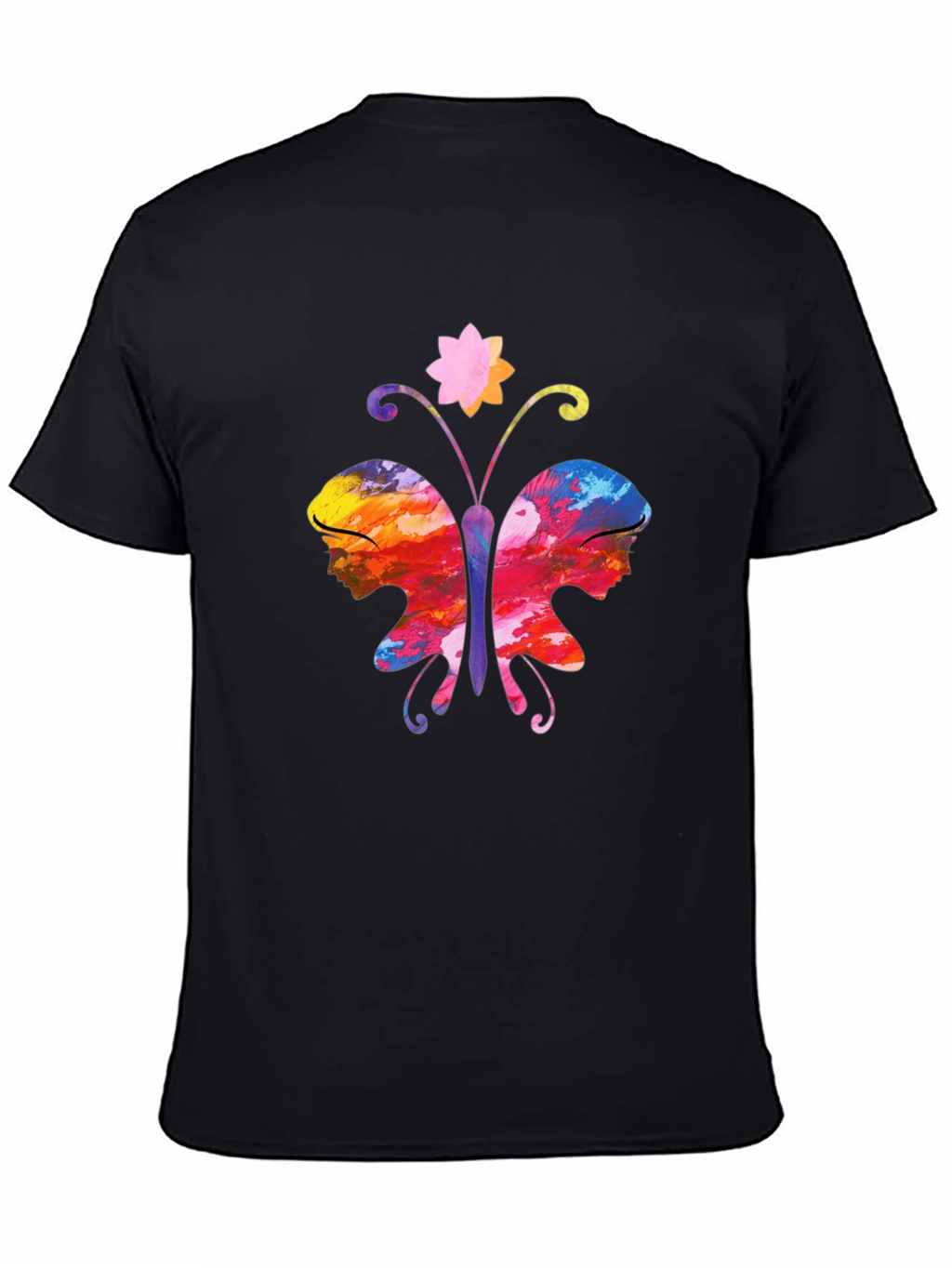 Butterfly Faces Graphic T-Shirt - Black