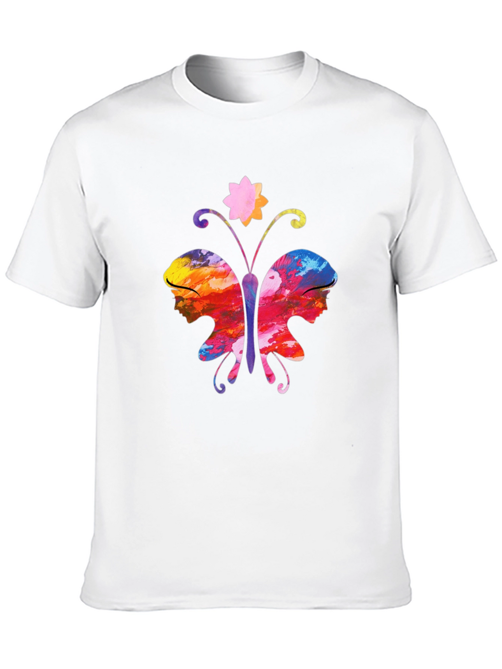 Butterfly Faces Graphic T-Shirt - Black