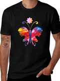 Butterfly Faces Graphic T-Shirt - Black