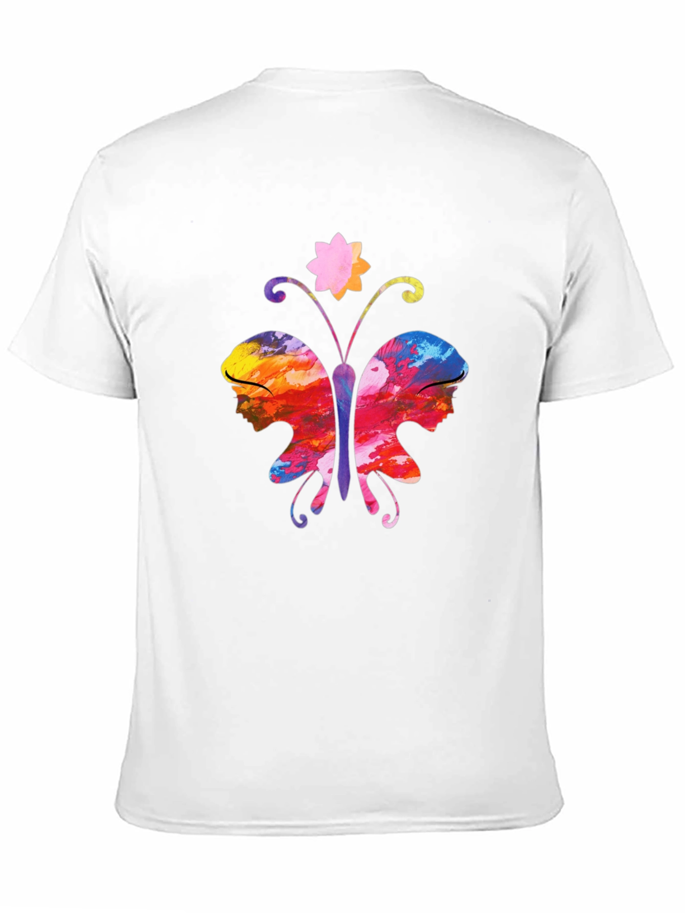 Butterfly Faces Graphic T-Shirt - Black