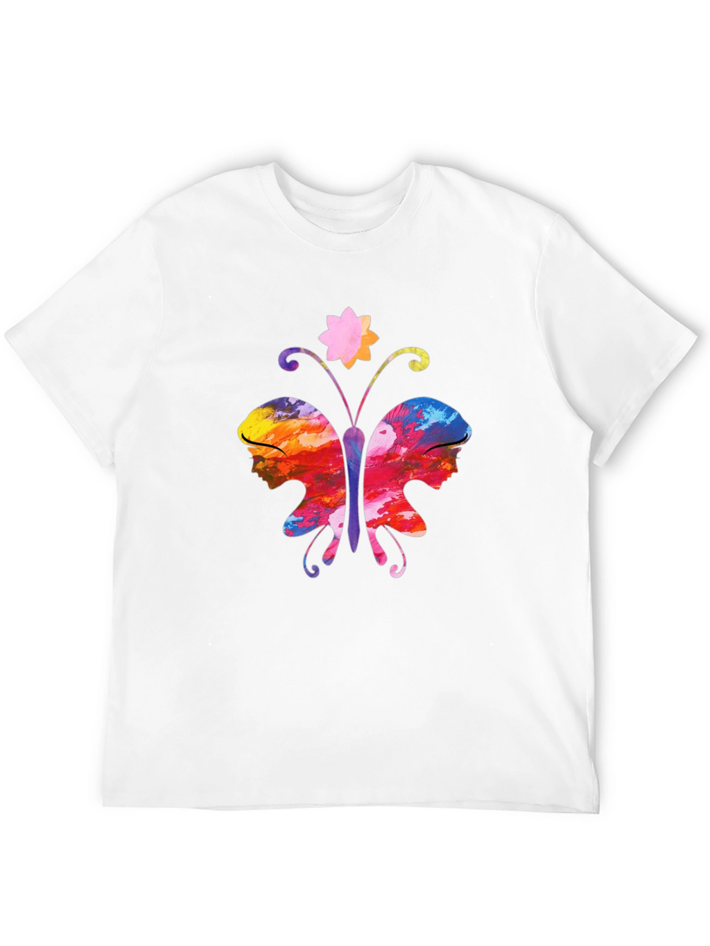 Butterfly Faces Graphic T-Shirt - Black