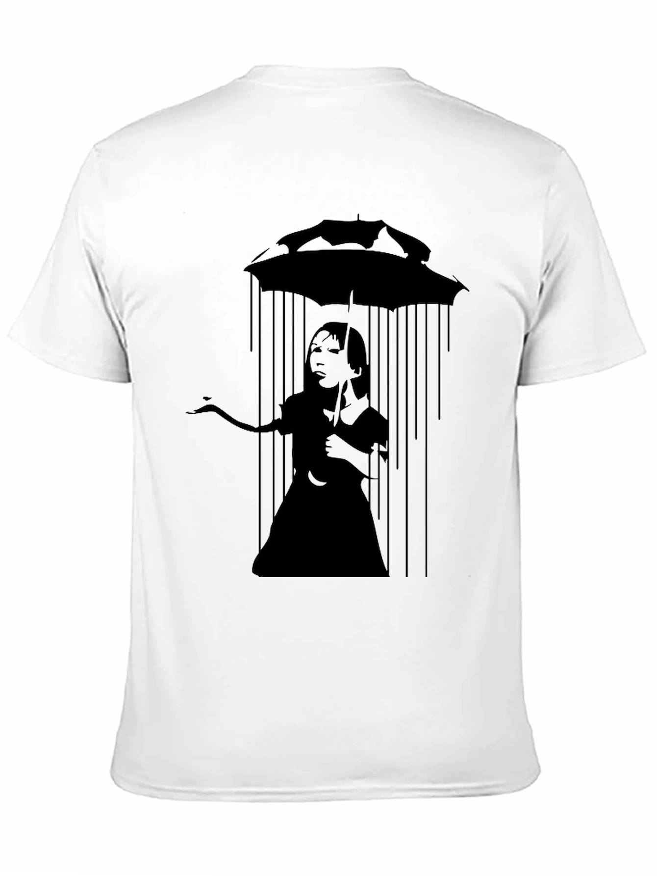 Banksy Inspired Girl with Umbrella Black T-Shirt
