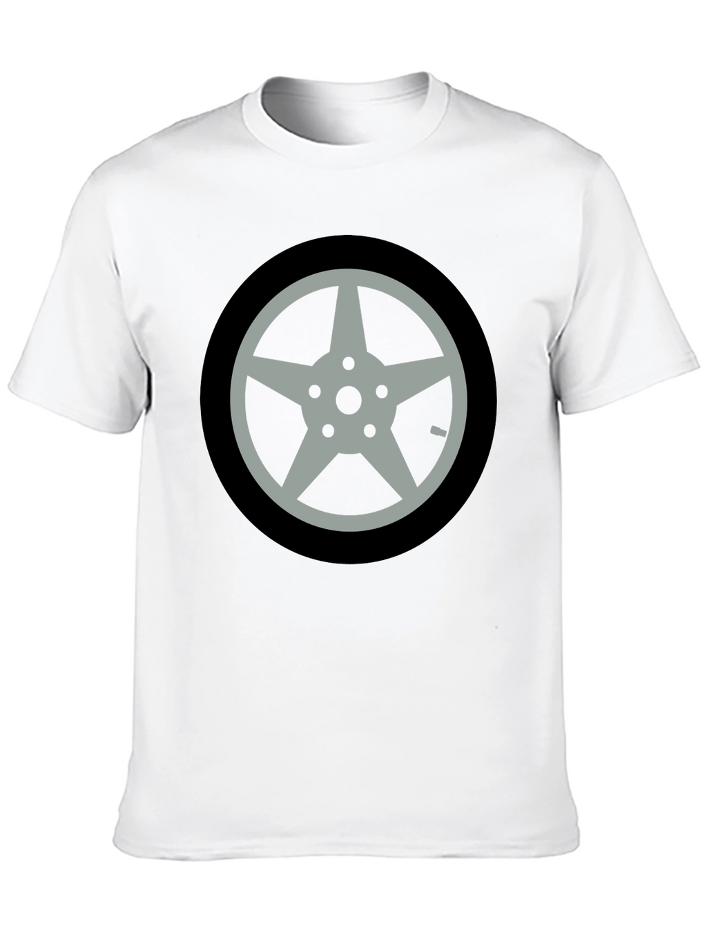 Black T-Shirt with Car Wheel Graphic