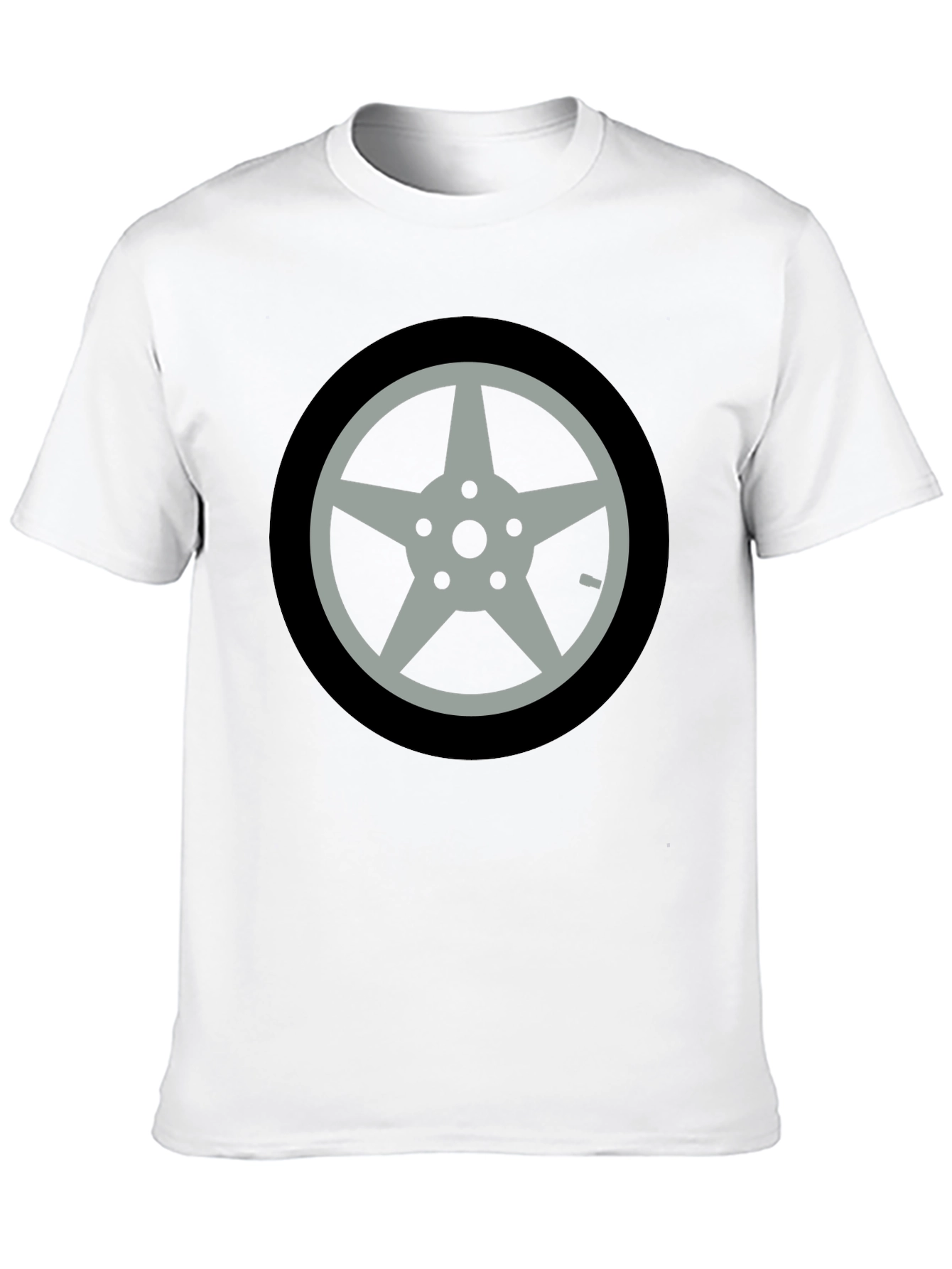 Black T-Shirt with Car Wheel Graphic