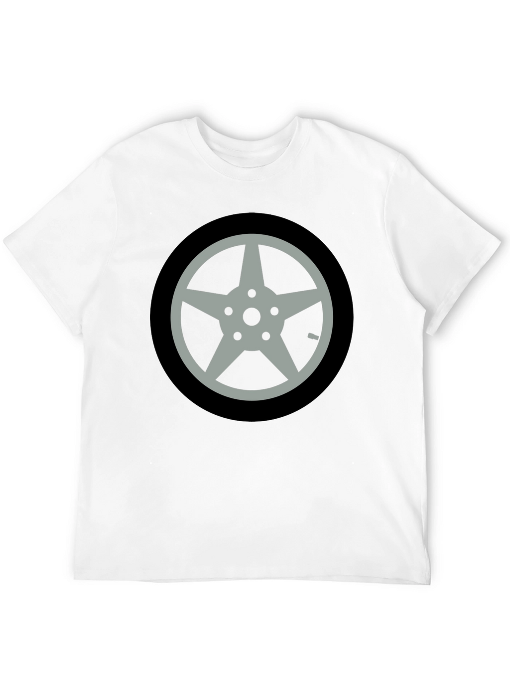 Black T-Shirt with Car Wheel Graphic