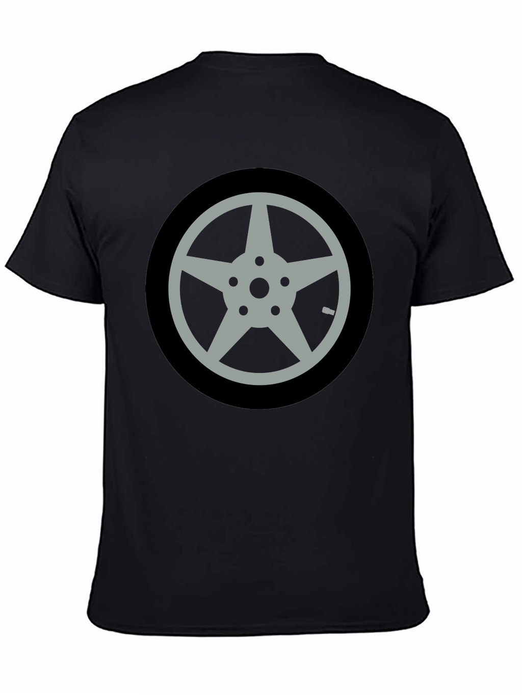 Black T-Shirt with Car Wheel Graphic