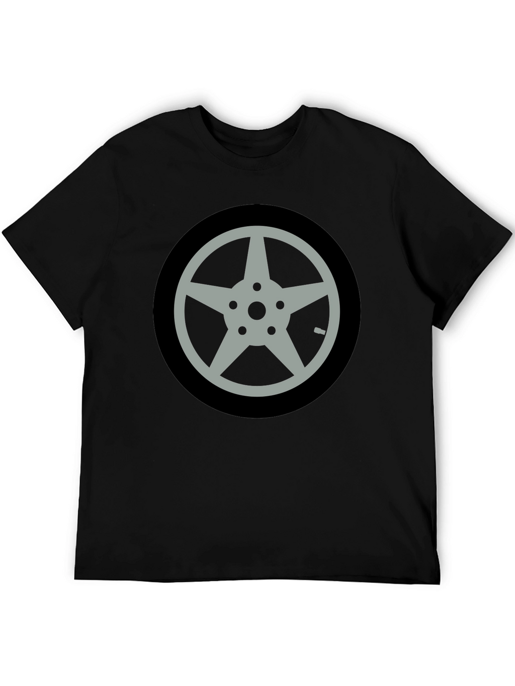 Black T-Shirt with Car Wheel Graphic