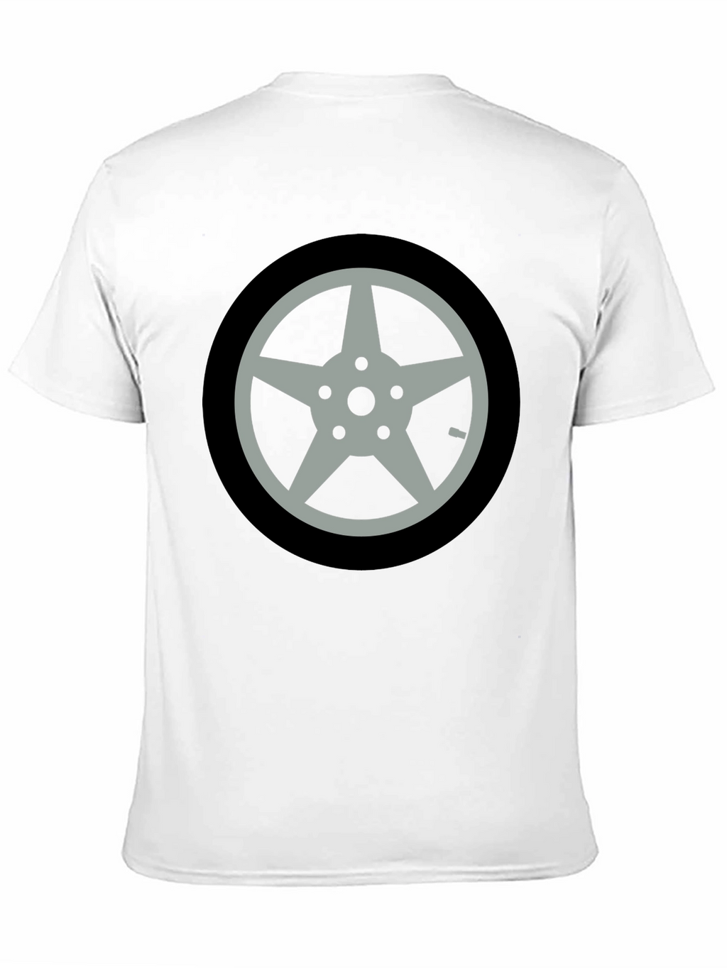 Black T-Shirt with Car Wheel Graphic