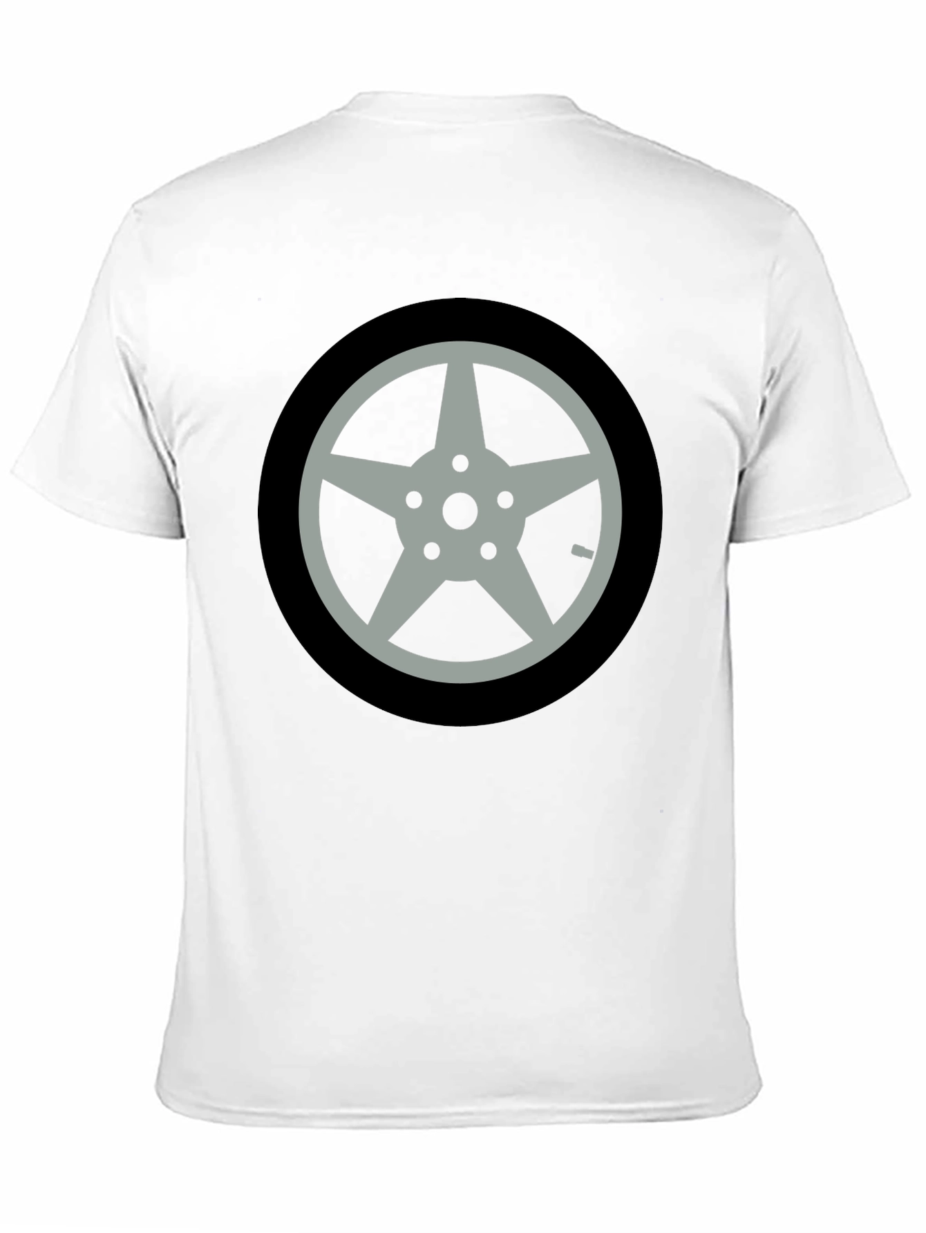 Black T-Shirt with Car Wheel Graphic
